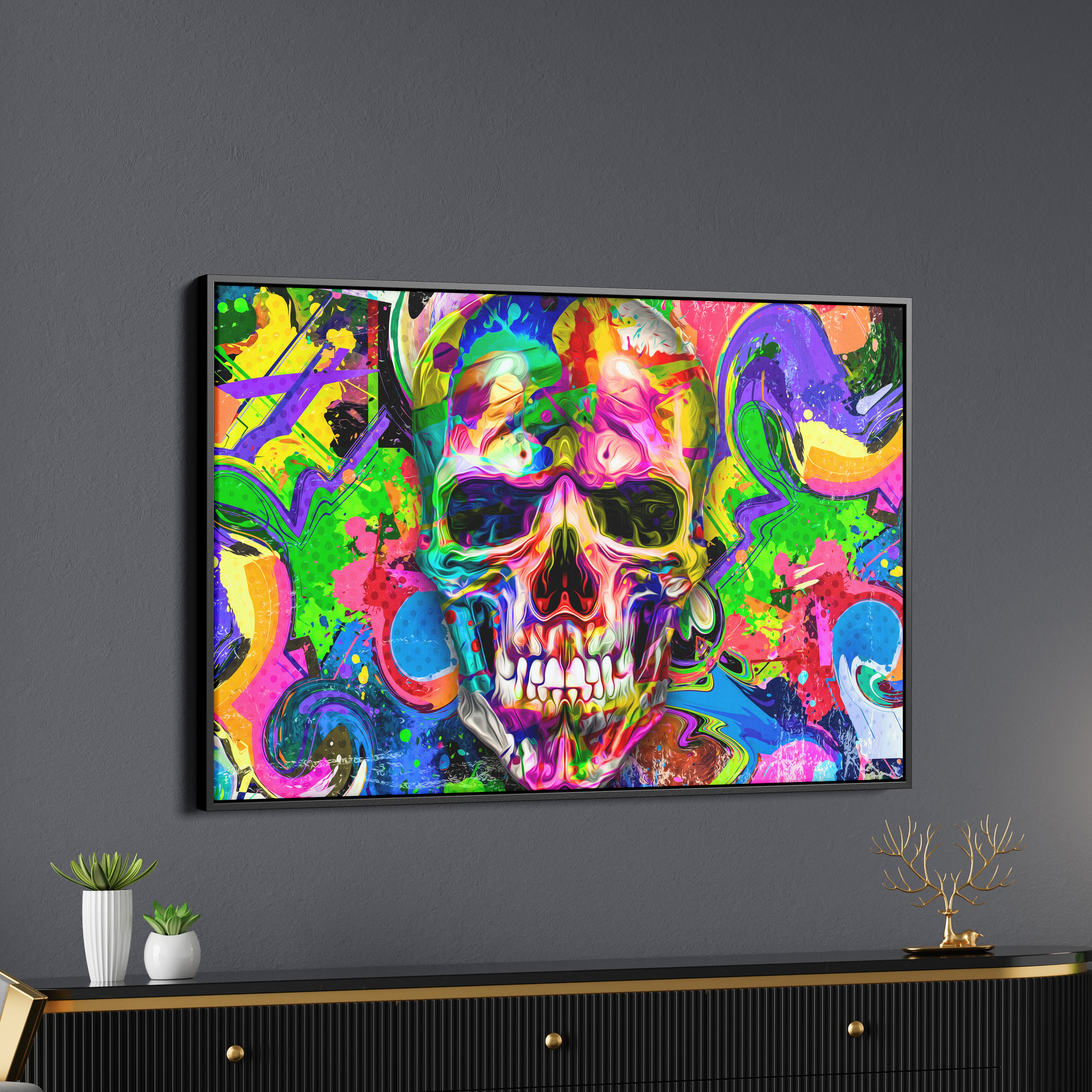 Psychedelic Skull Canvas Wall Painting