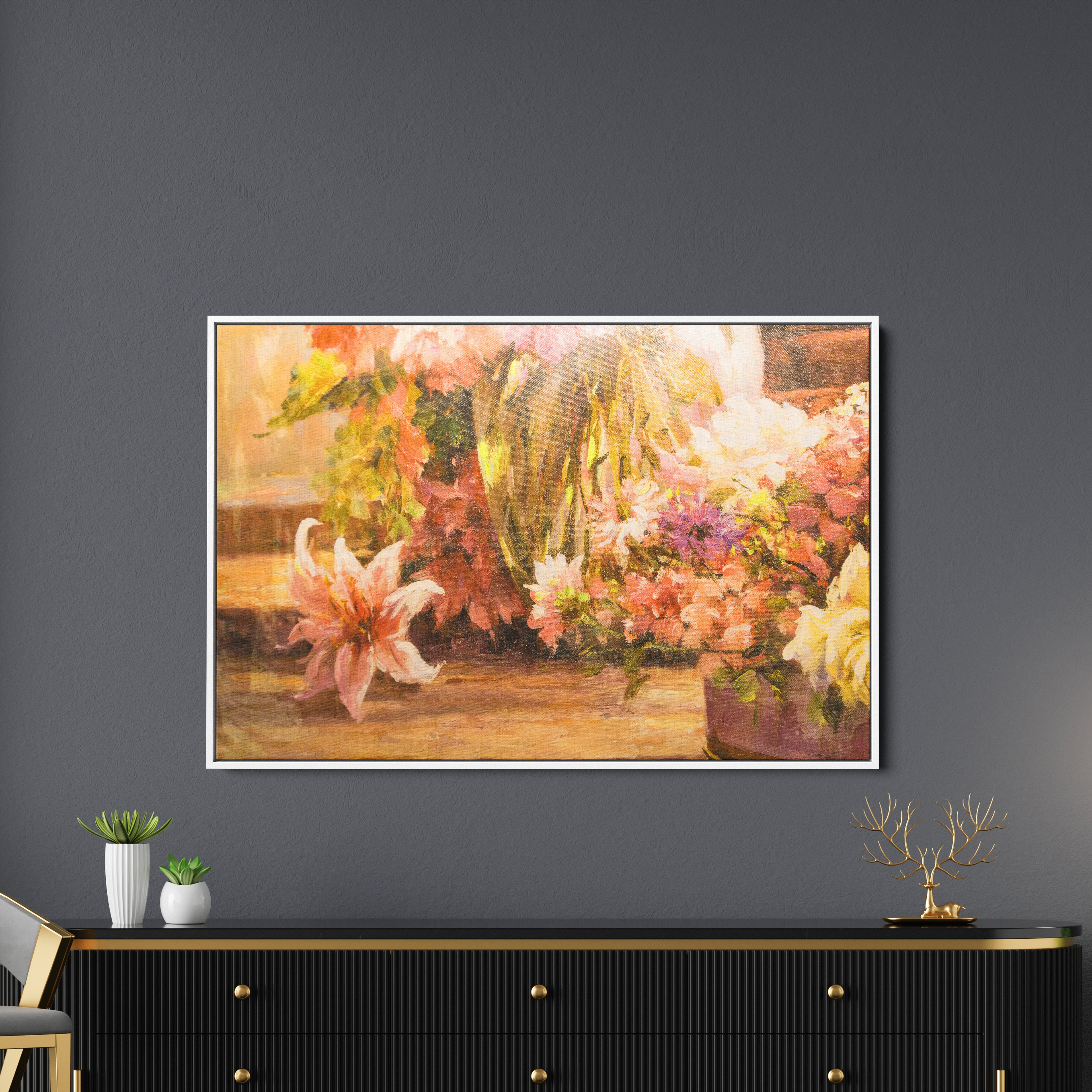 Beautiful Bouquet With Various Flowers Canvas Wall Painting