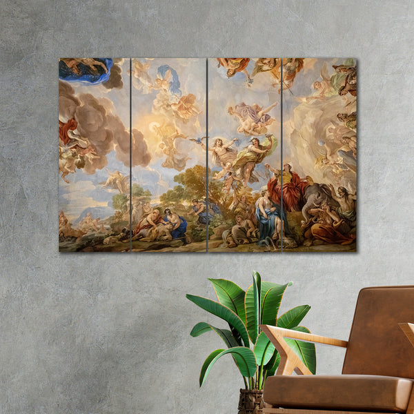Interior of Palazzo Medici In 4 Panel Painting