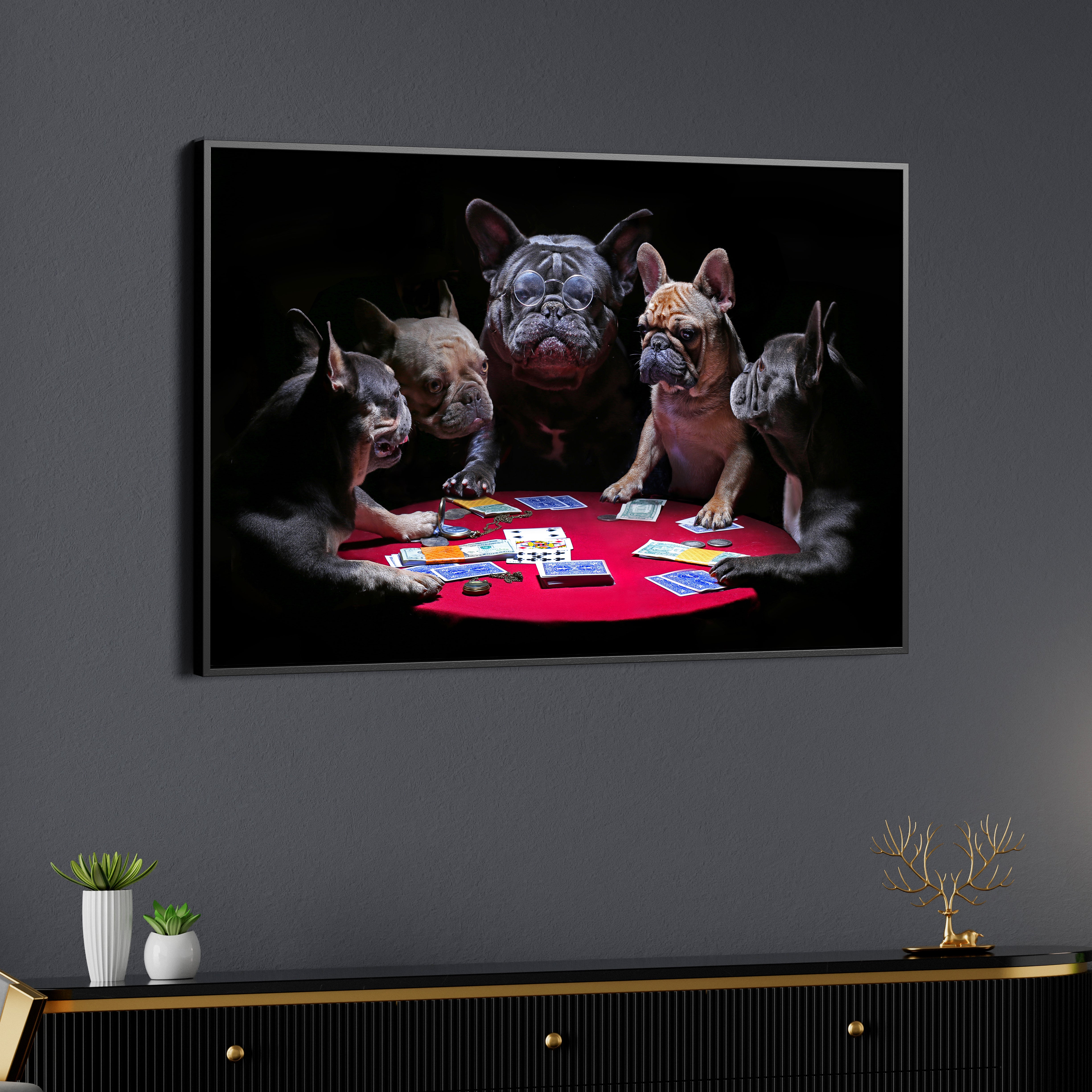 Dogs Playing Cards Canvas Wall Painting