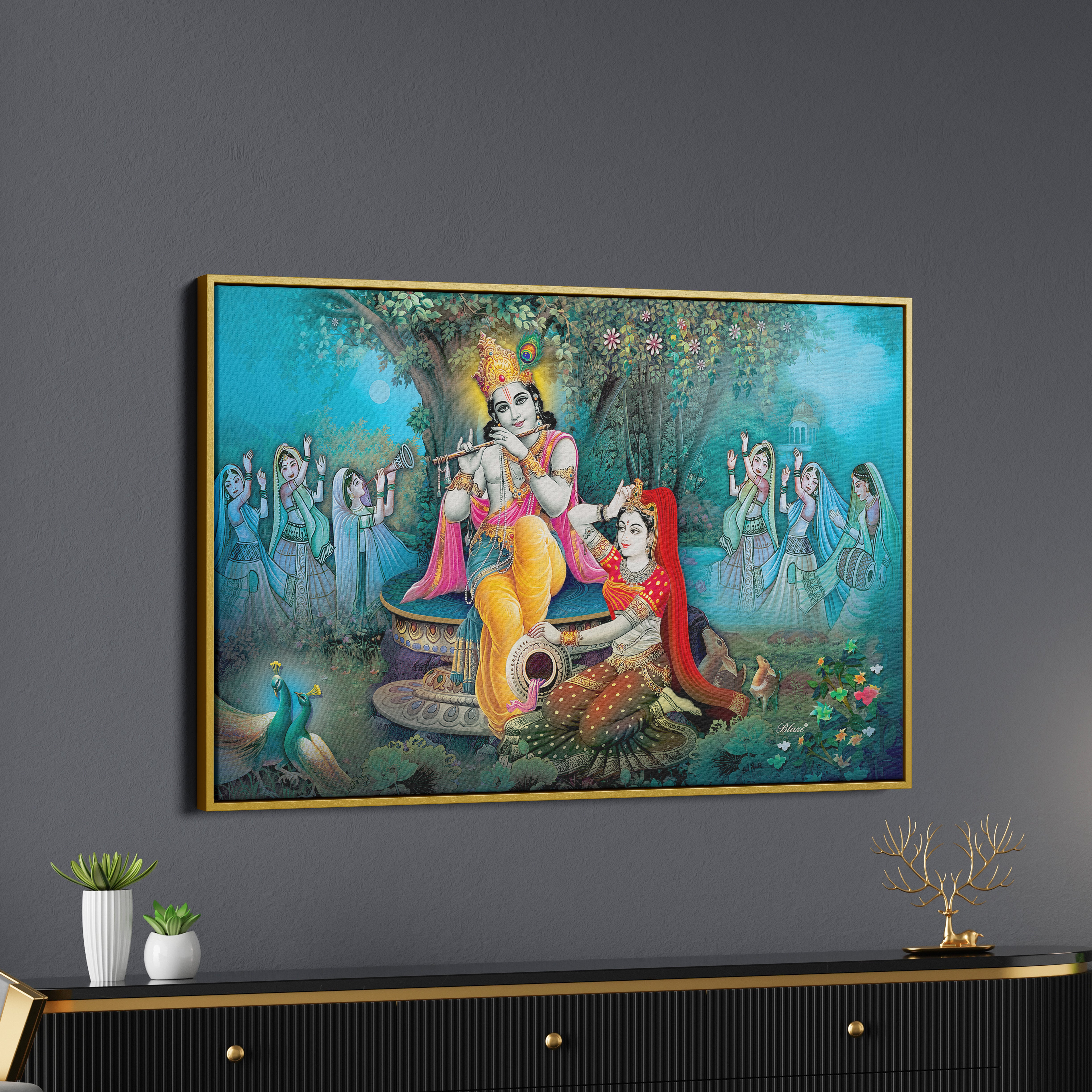 Shri Krishna Raslila Canvas Wall Painting