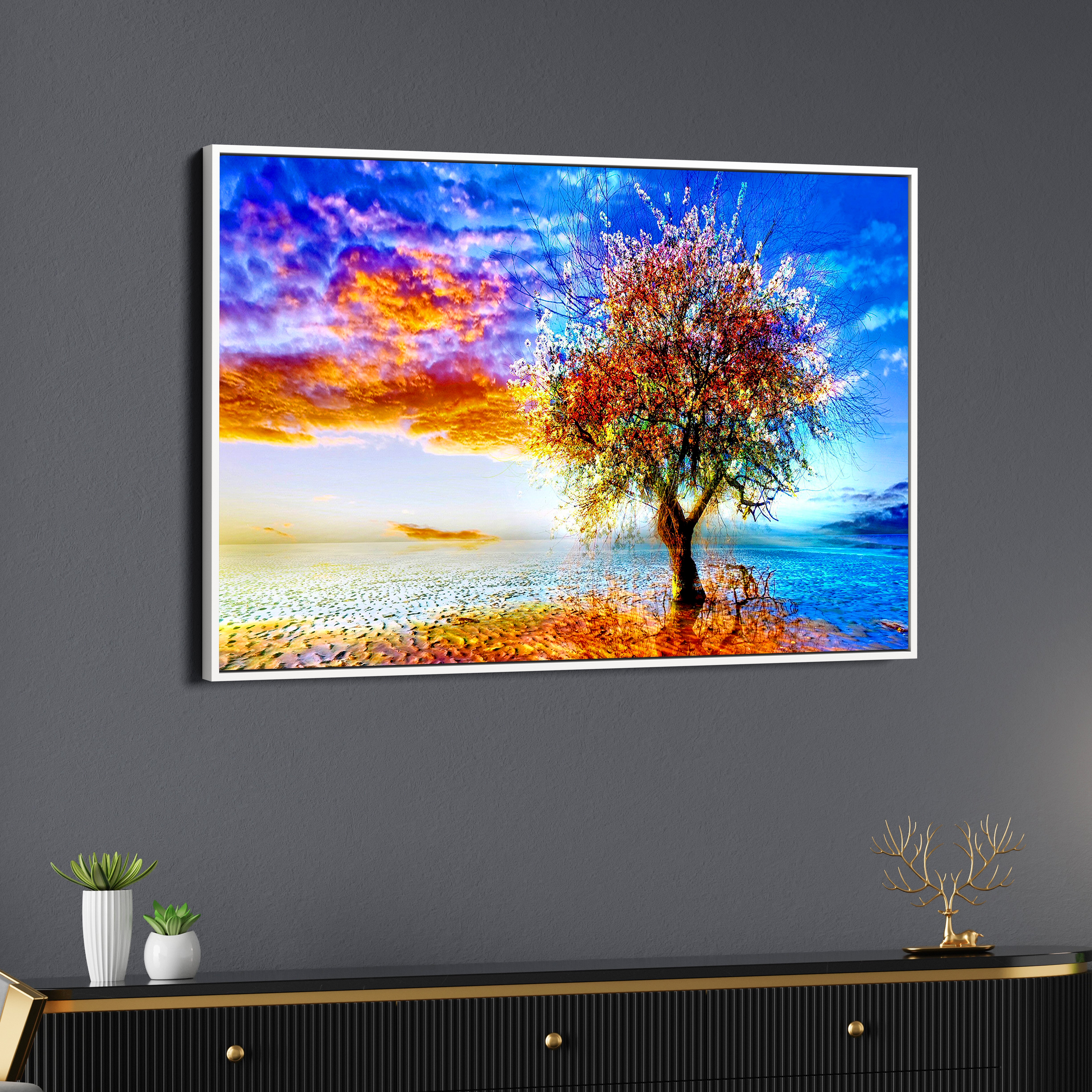 Panoramic Abstract Tree Canvas Wall Painting