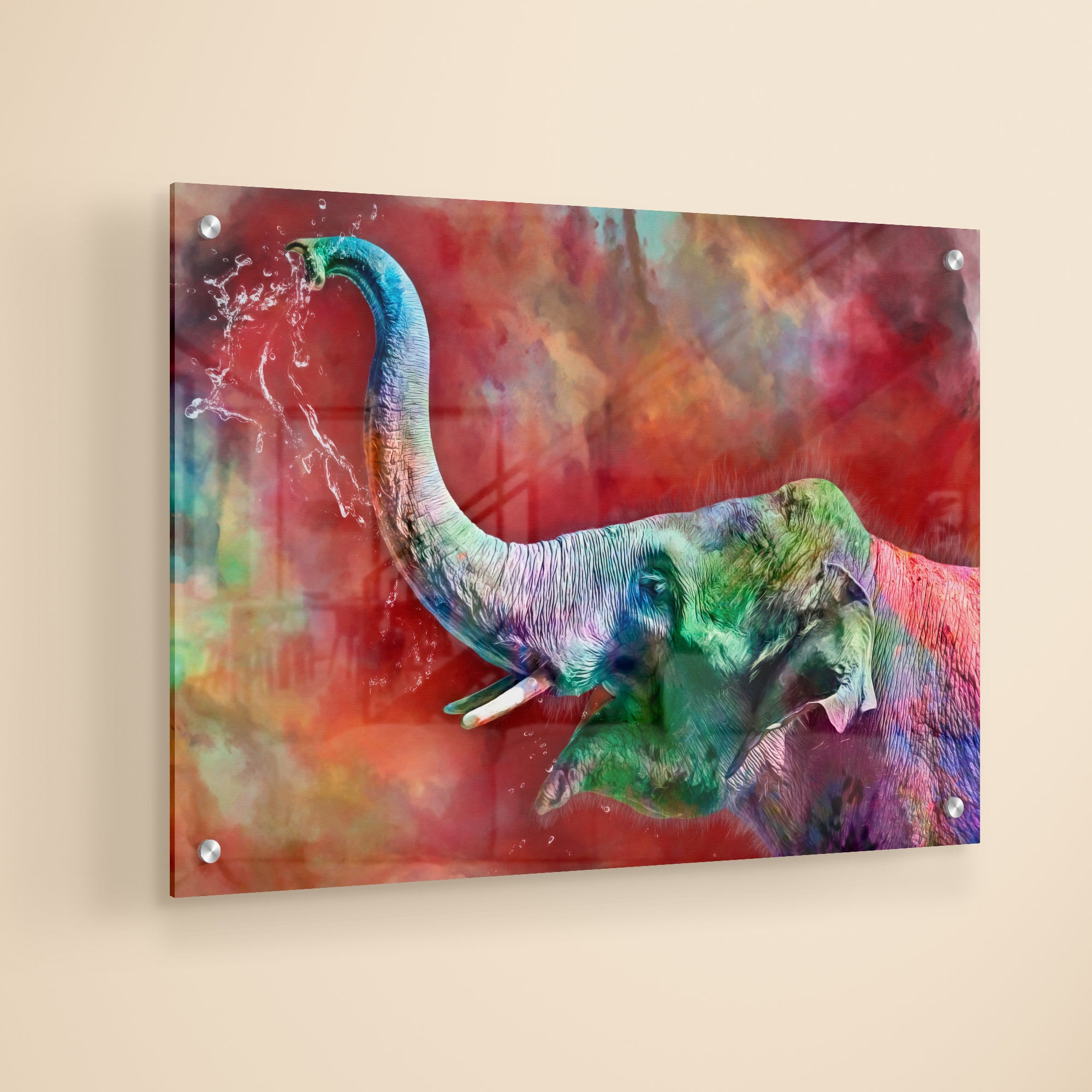 Elephant Colourful Primium Acrylic Wall Painting