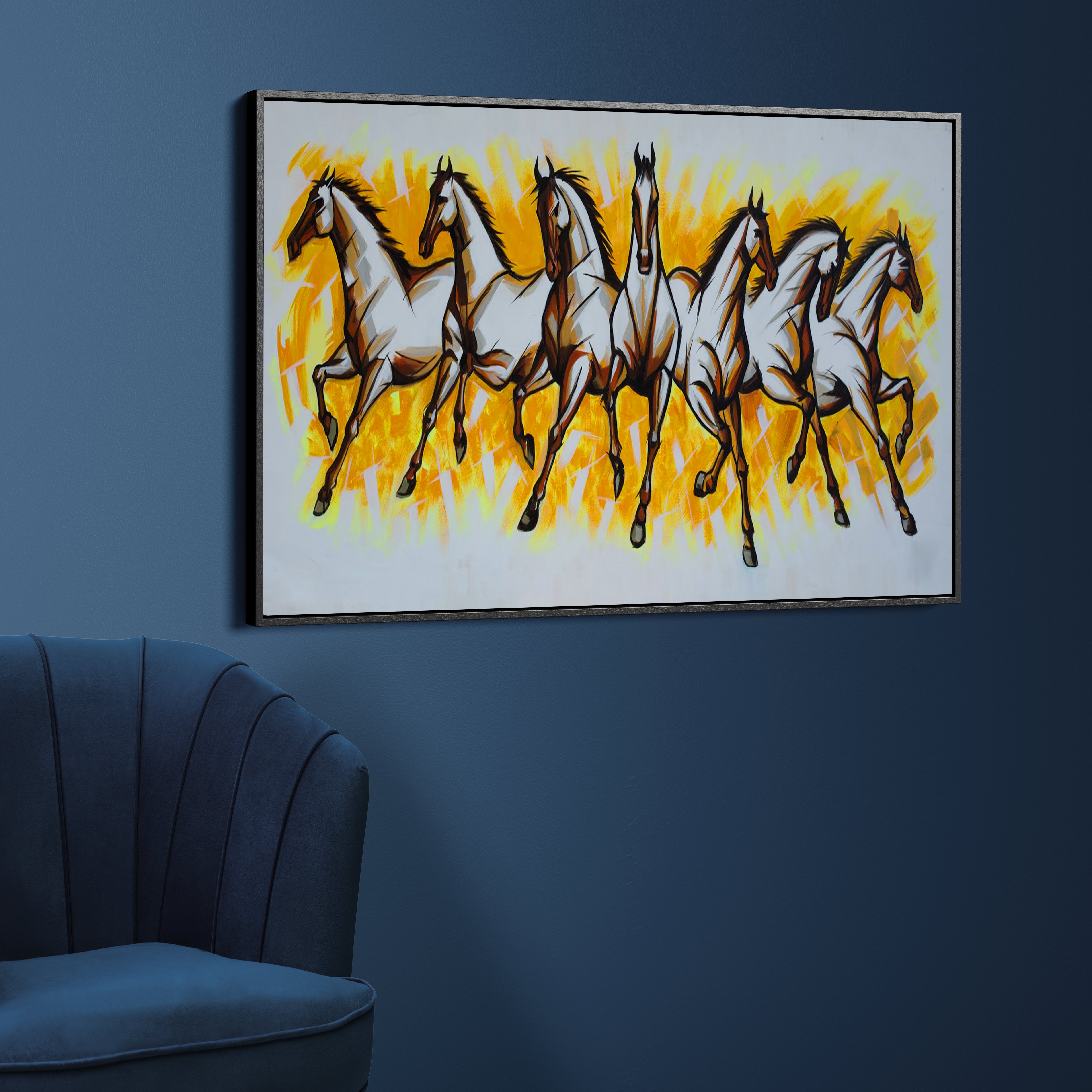 Seven Running Horses Canvas Wall Painting