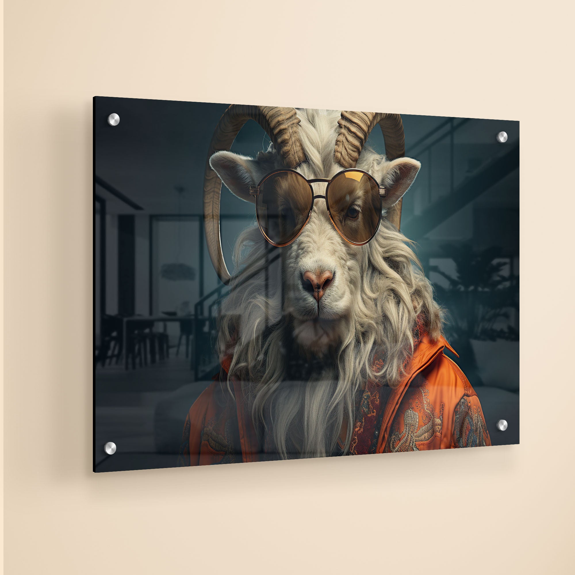 Gentle Goat Acrylic Wall Painting