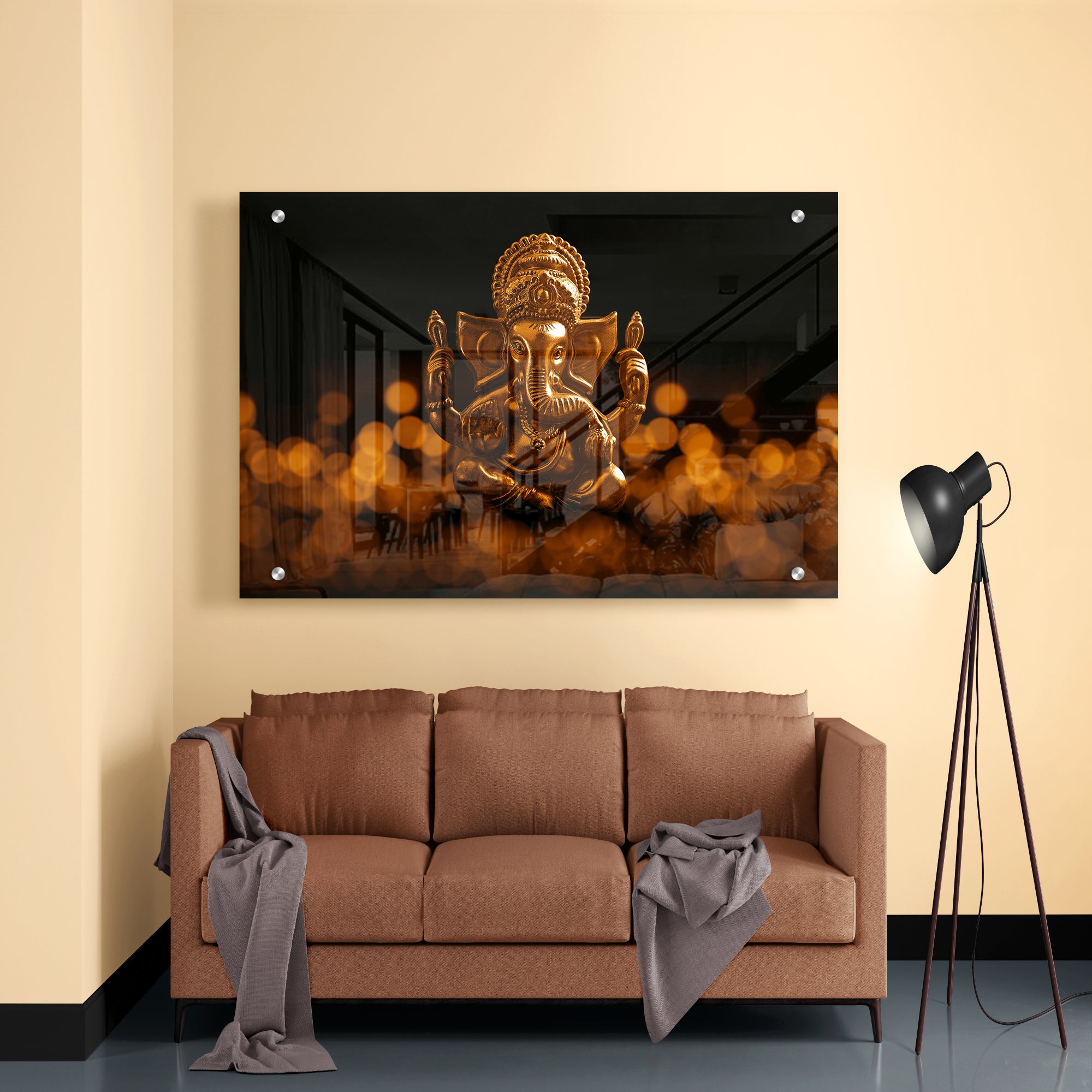 Lord Ganesha Holding Shell Acrylic Wall Painting