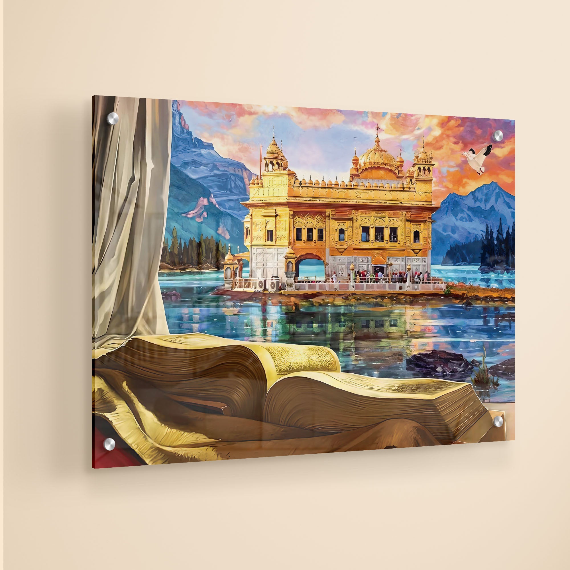 Abstract Golden Temple  Acrylic Wall Painting