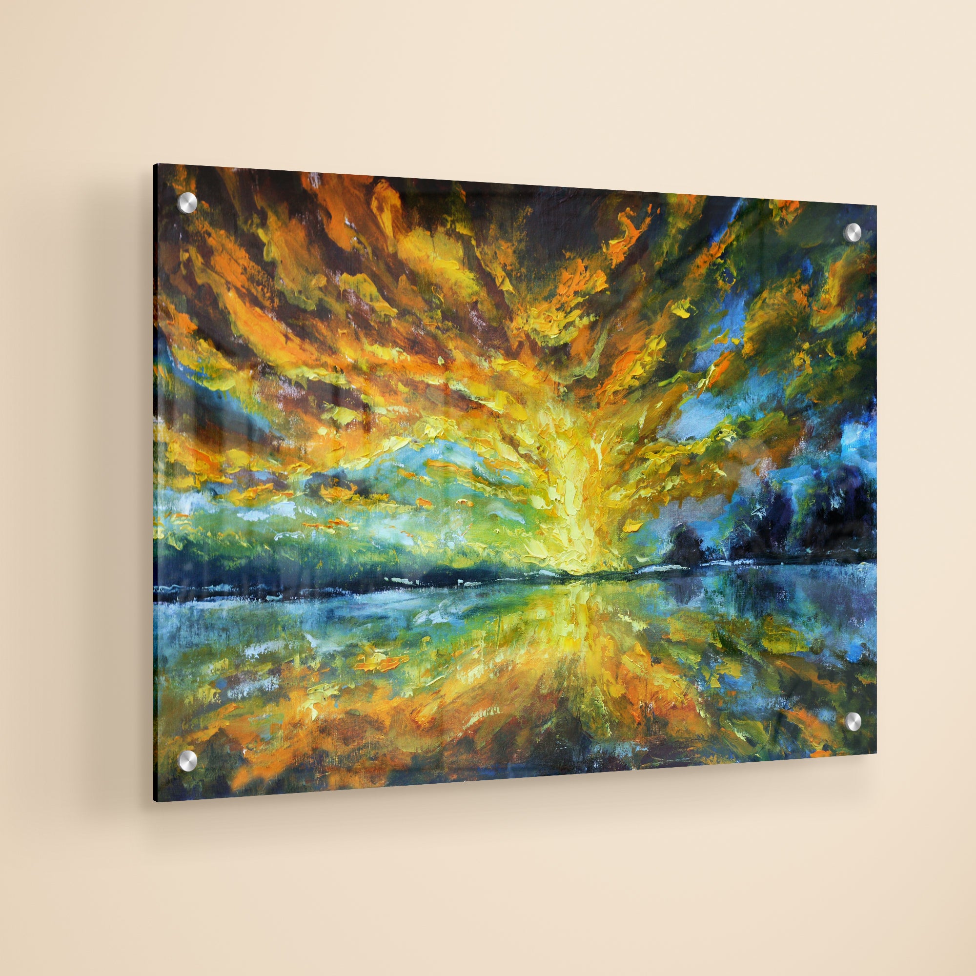Mystic Sunset Abstract Art Premium Acrylic Wall Painting