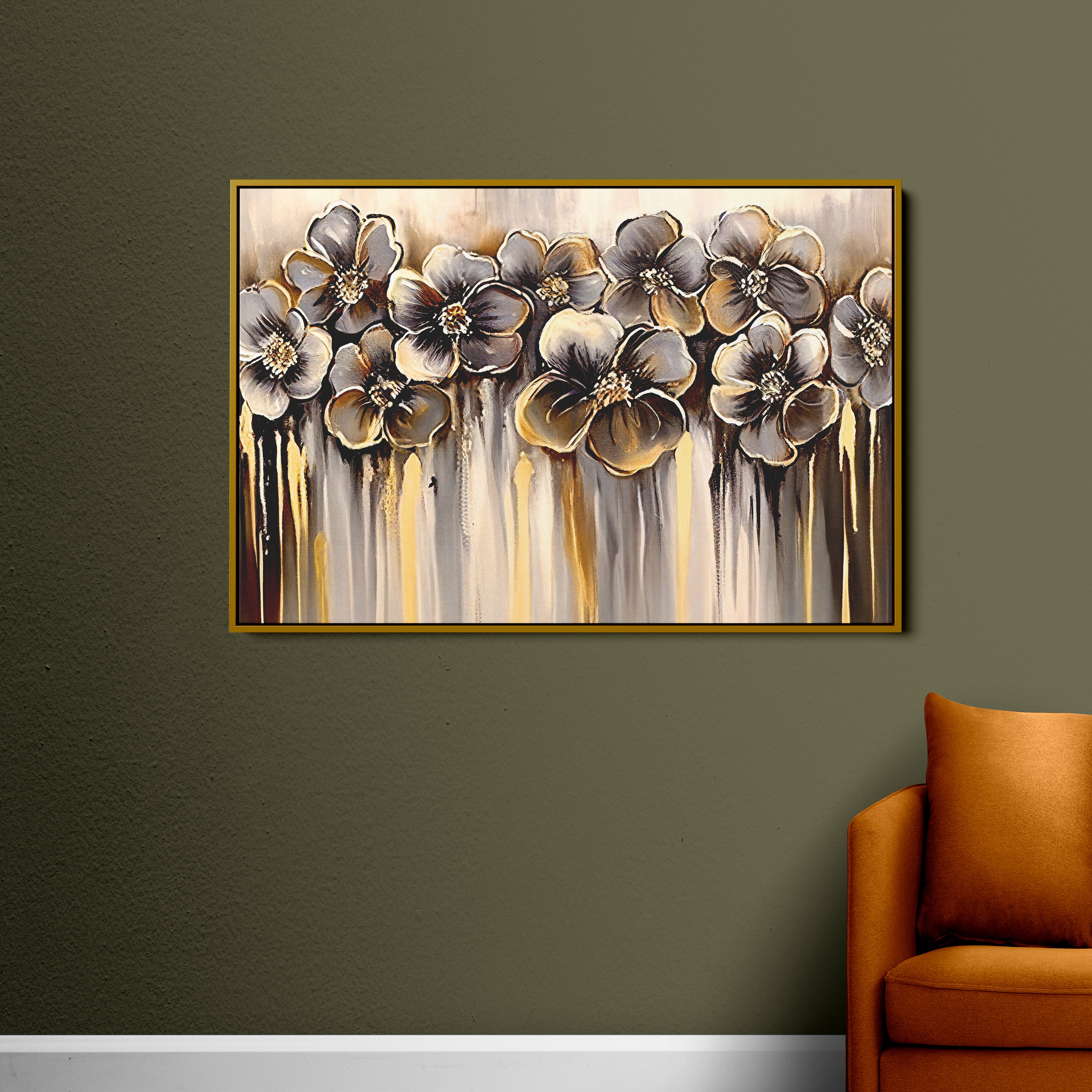Brown Flower Abstract Art Canvas Wall Painting