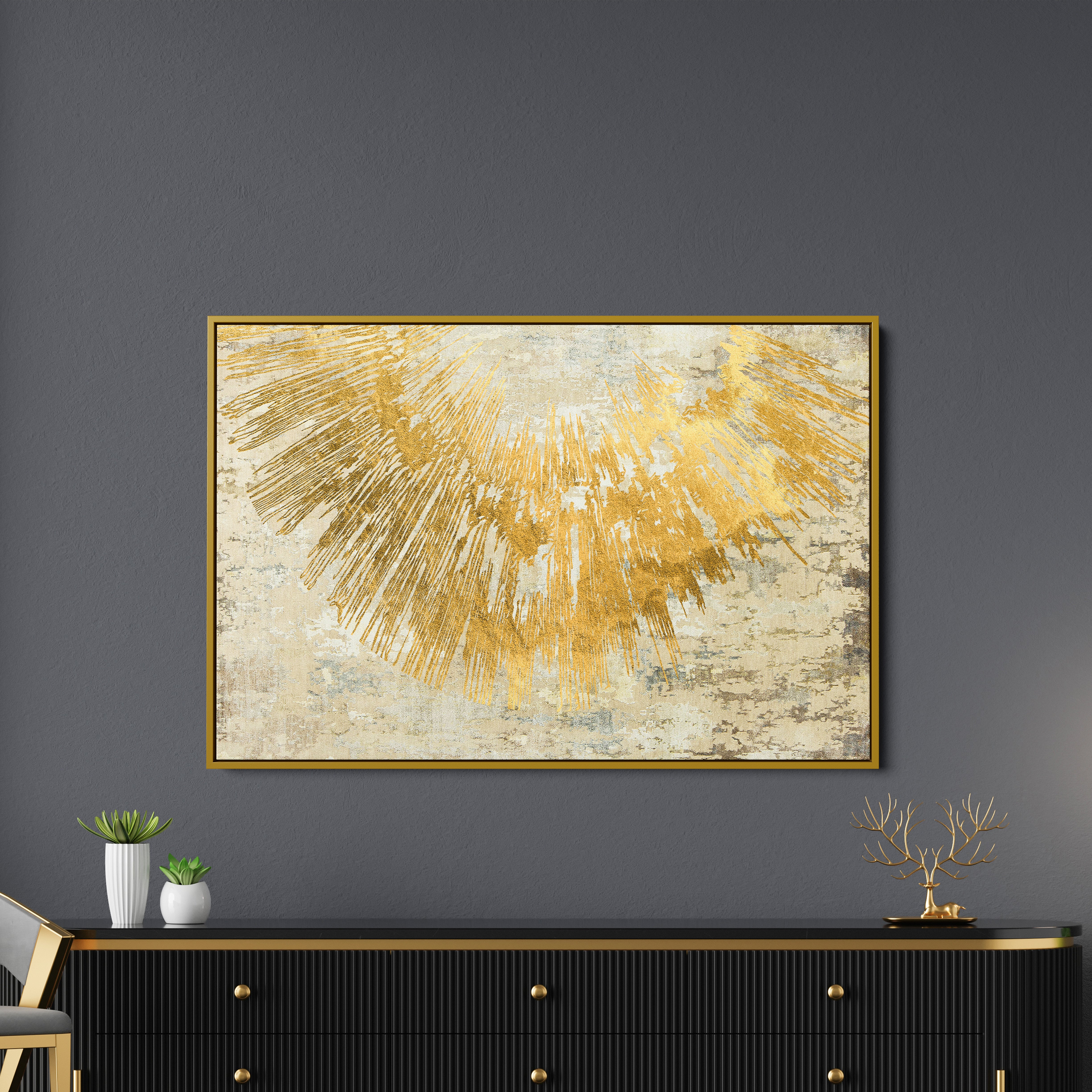 Abstract Golden And Beige Backgound Modern Art Canvas Wall Painting