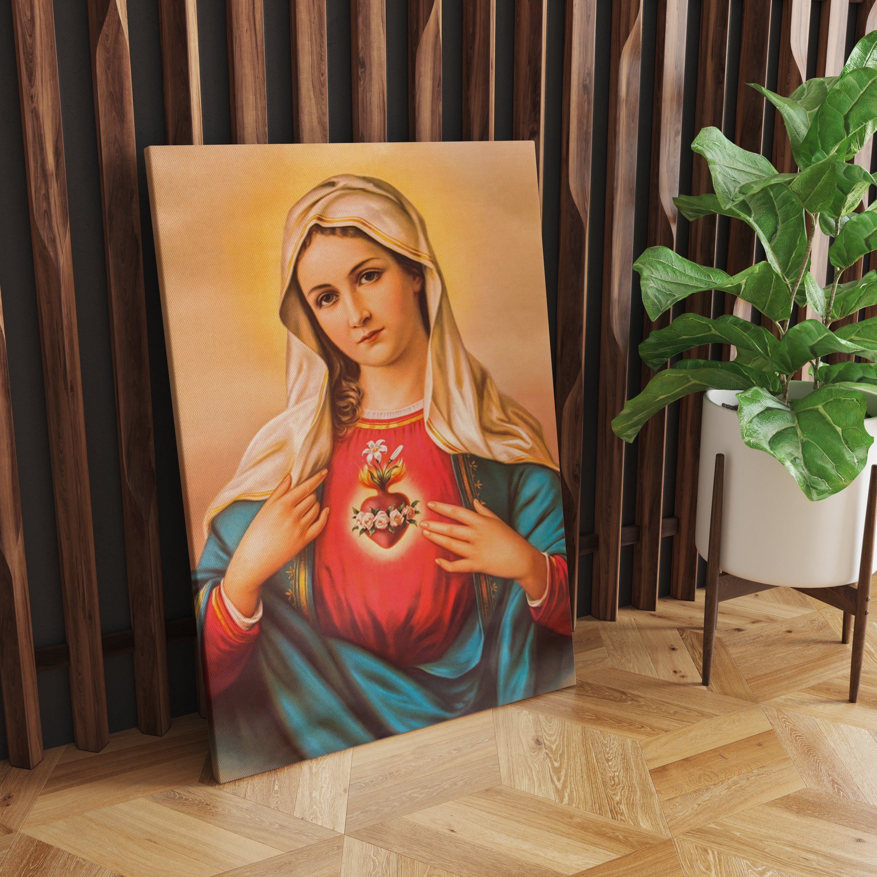 Virgin Mary Sacred Heart Canvas Wall Painting