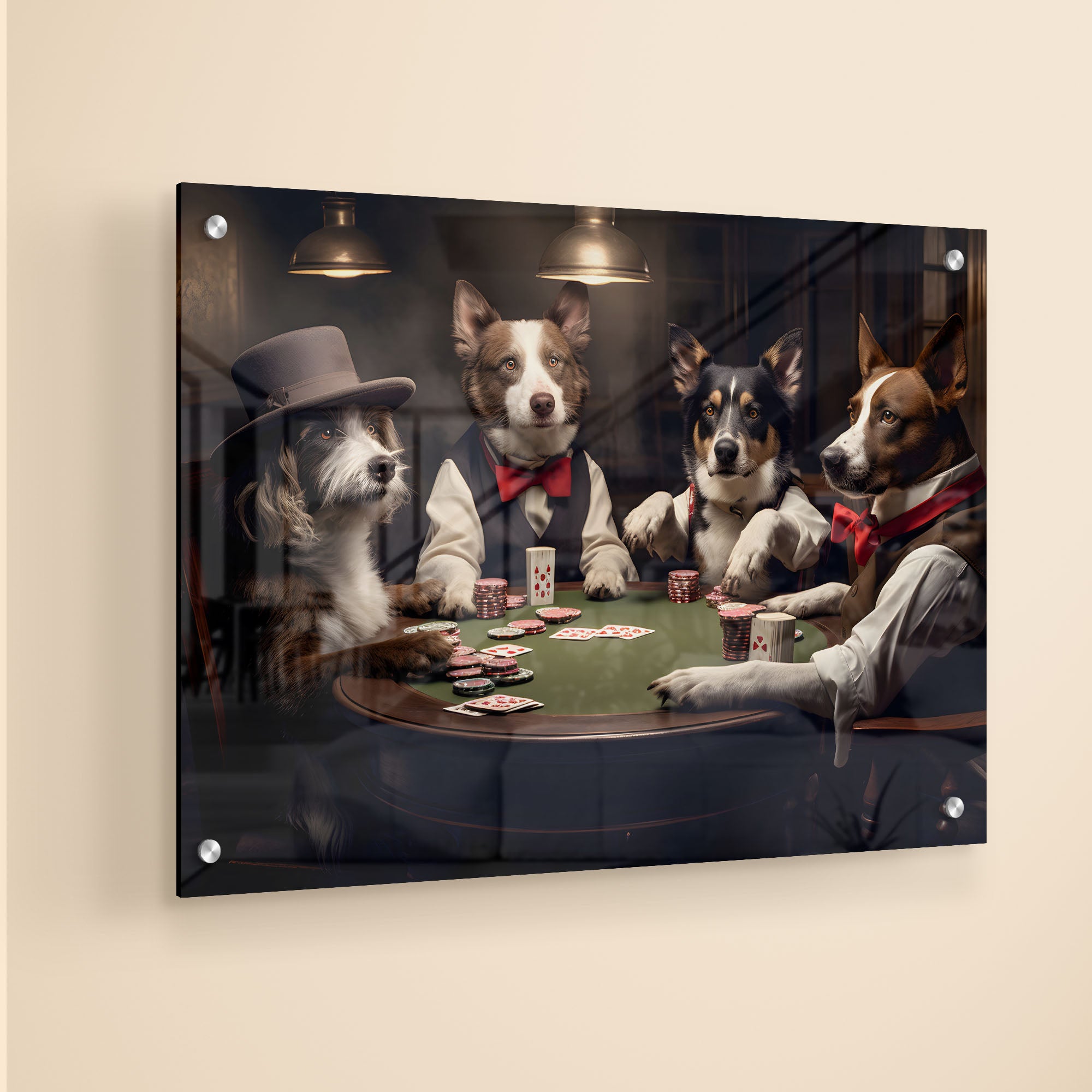 Dogs In Casino Acrylic Wall Painting