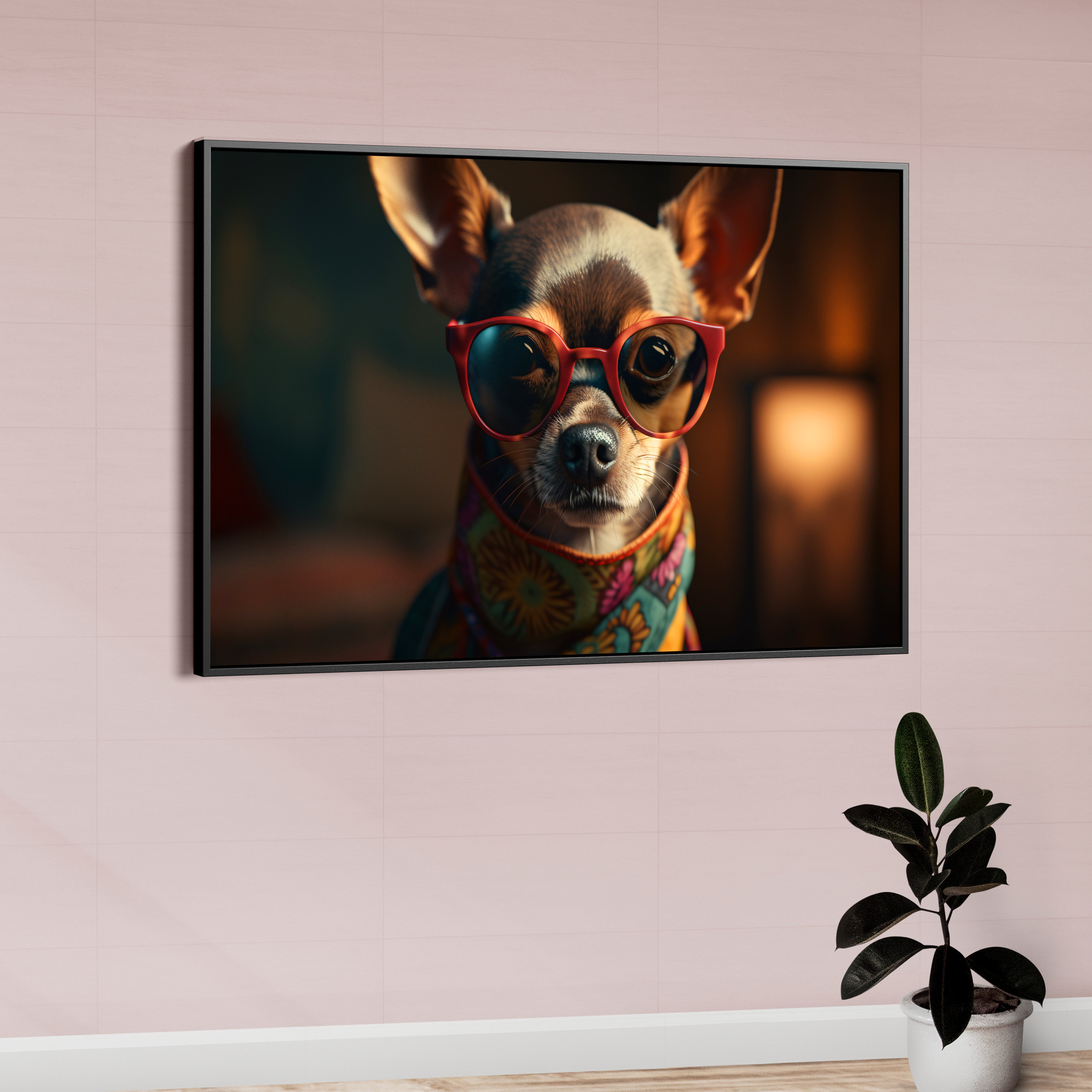 Dog Wearing Glasses Canvas Wall Painting
