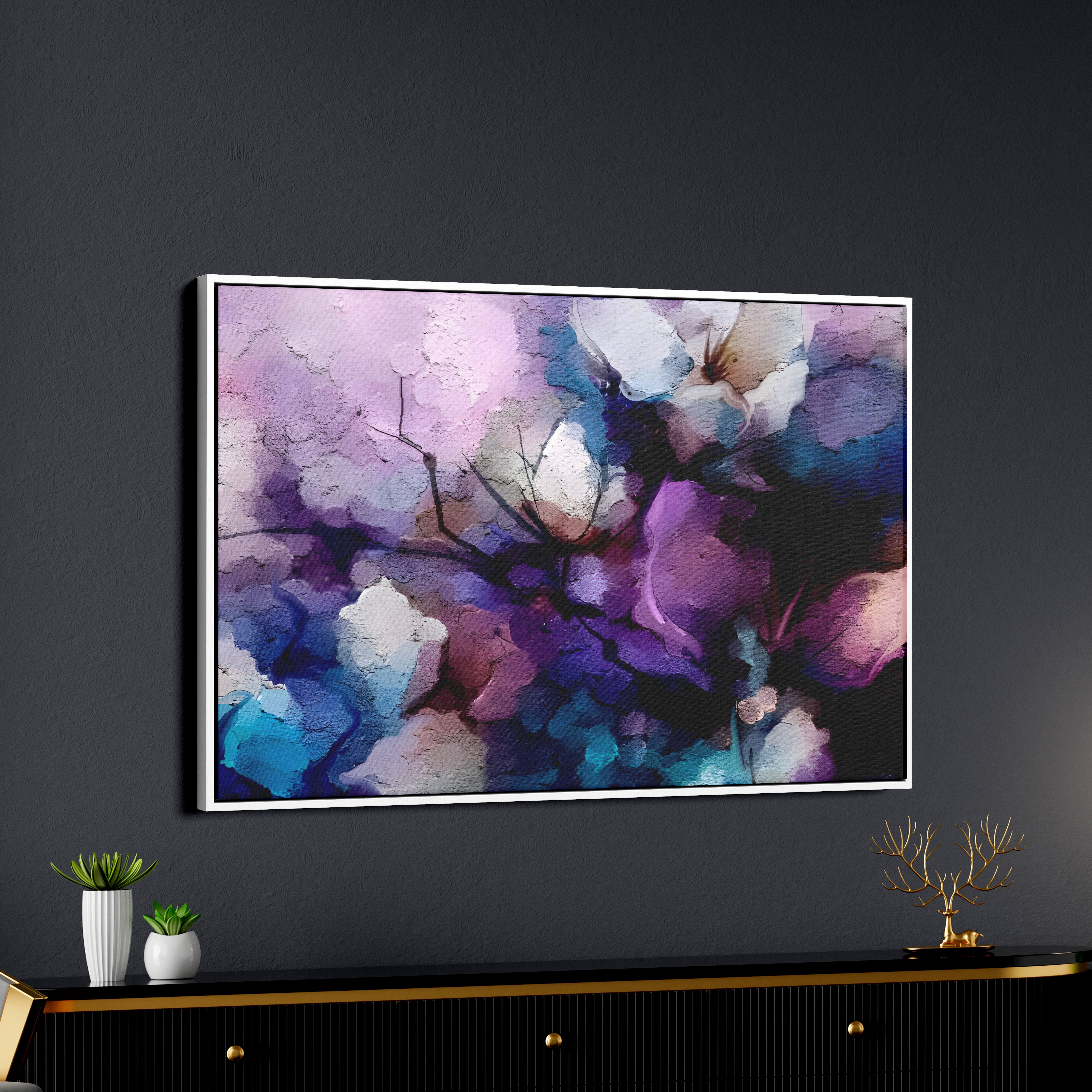 Abstract Purple Ethereal Floral Design Premium Wall Painting