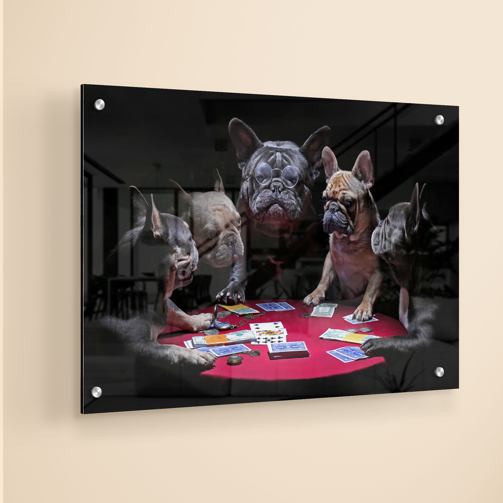 Dogs Playing Cards Acrylic Wall Painting