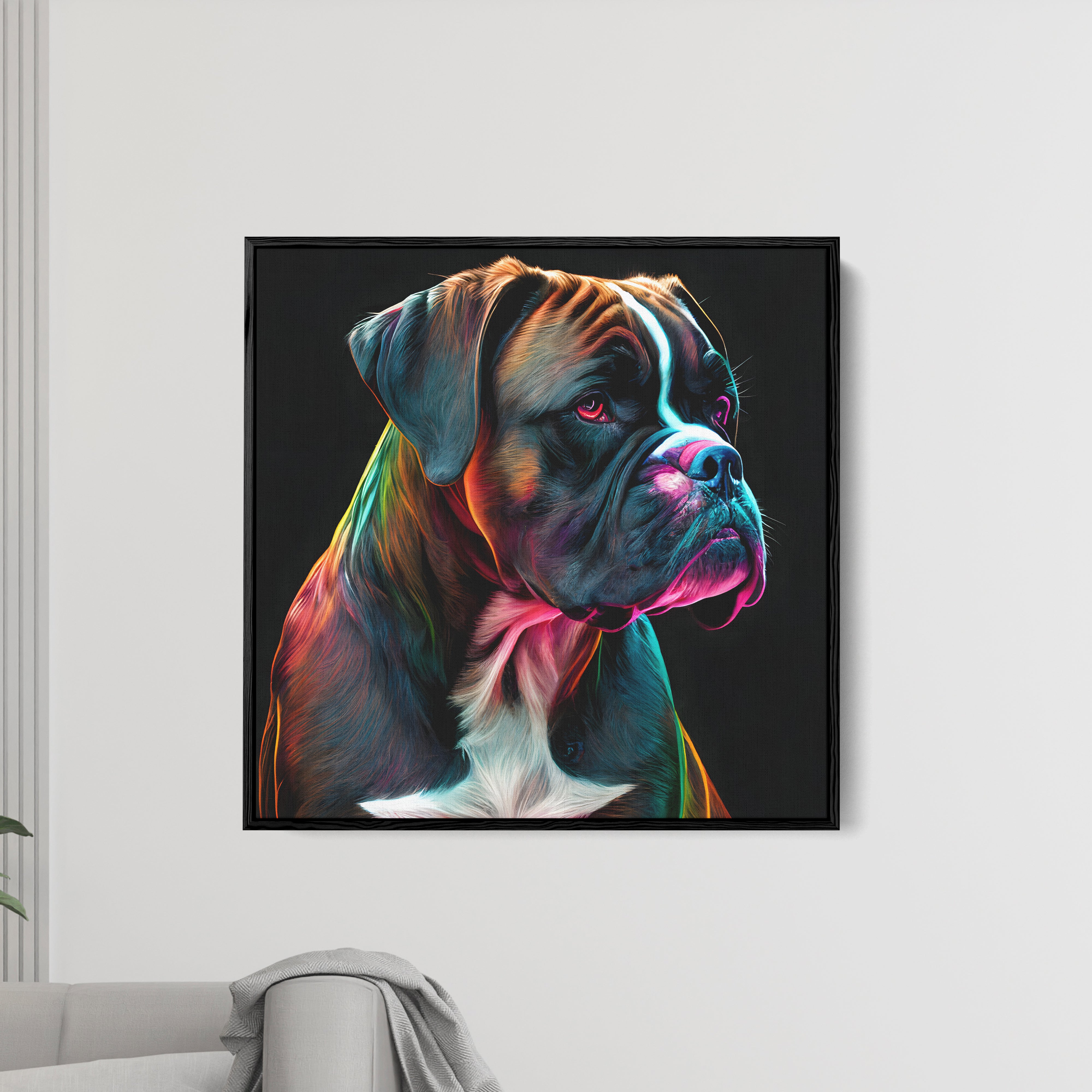 Colorful Boxer Dog Canvas Wall Painting
