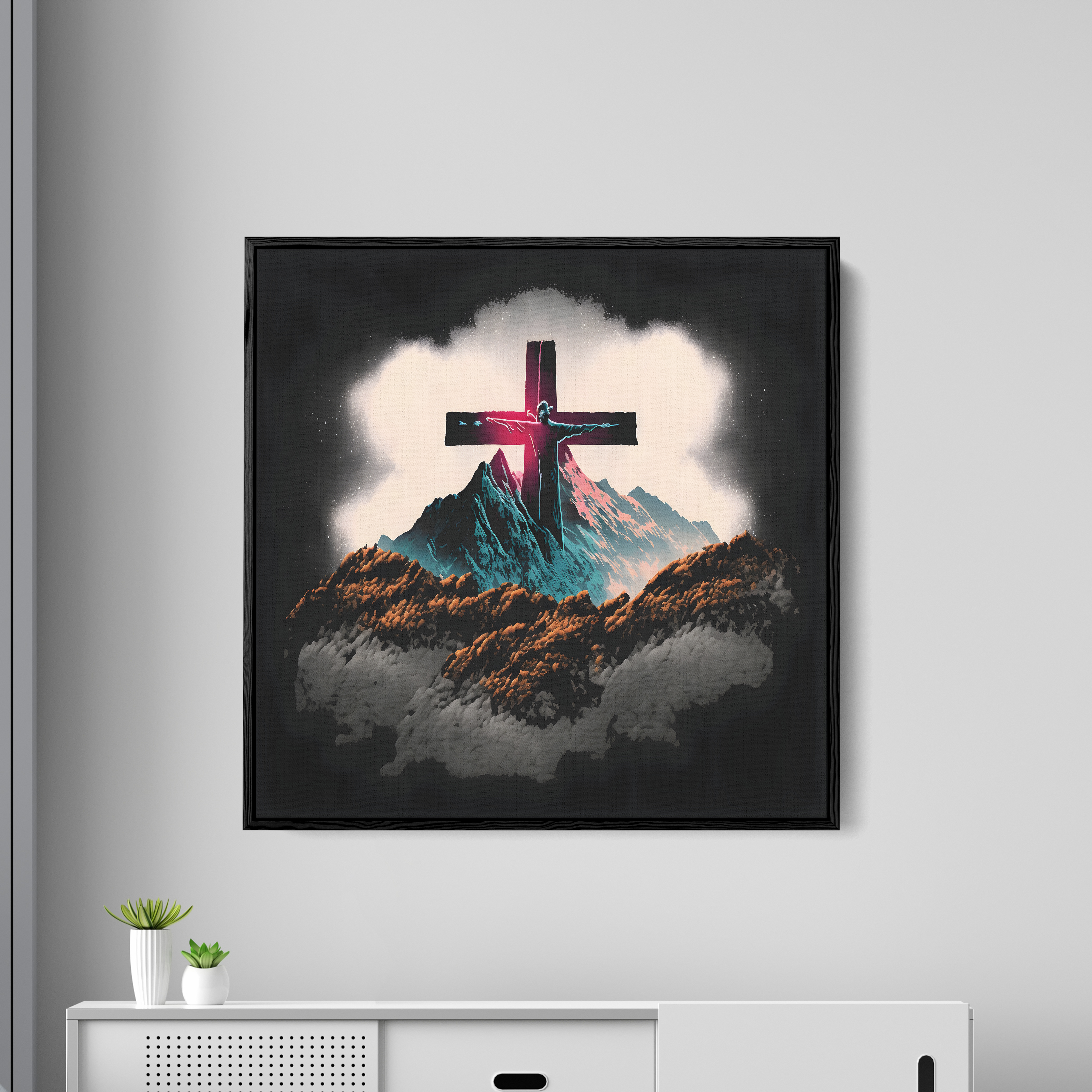 Jesus Christ And Cross Canvas Wall Painting