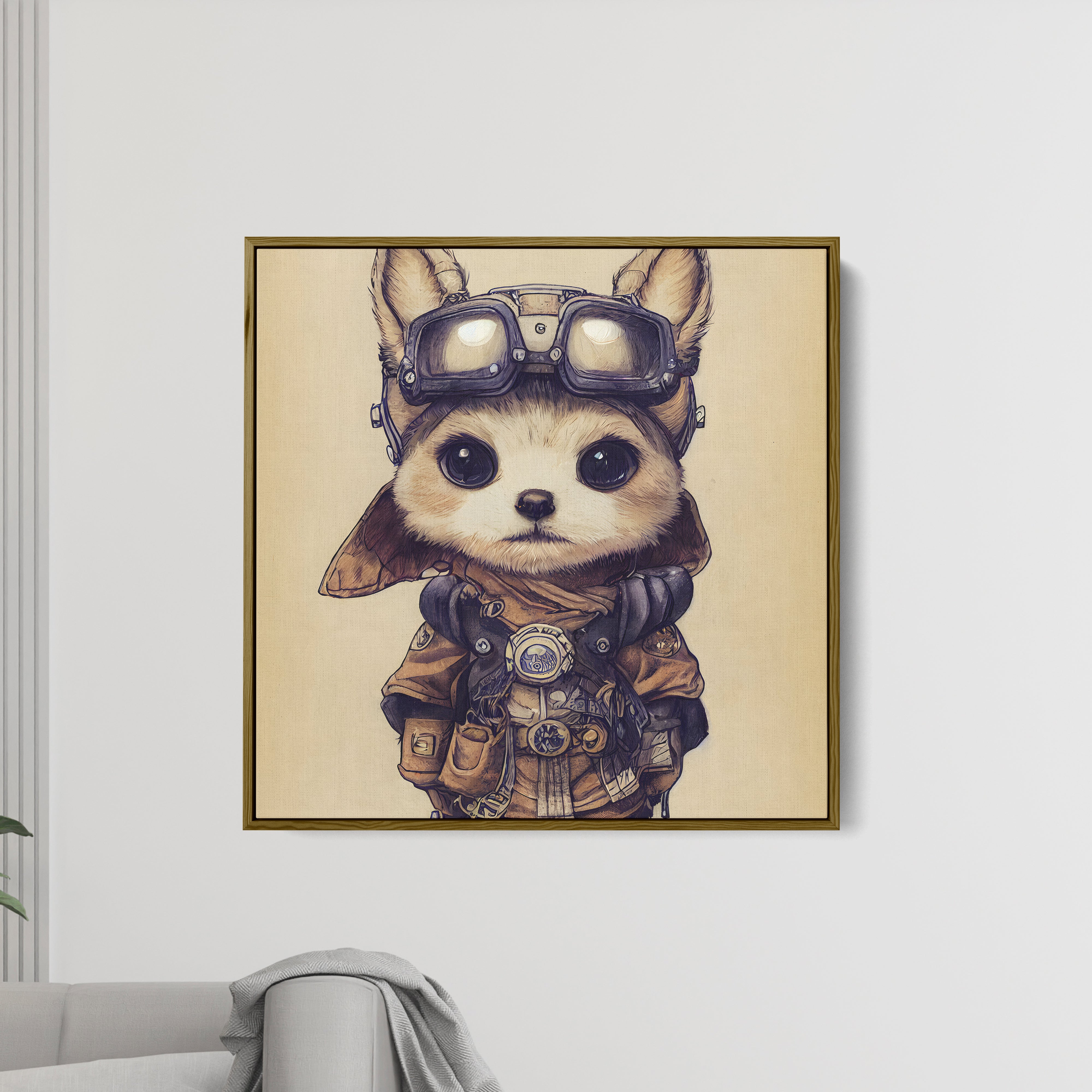 Cute Cat In Pilot Suit Canvas Wall Painting