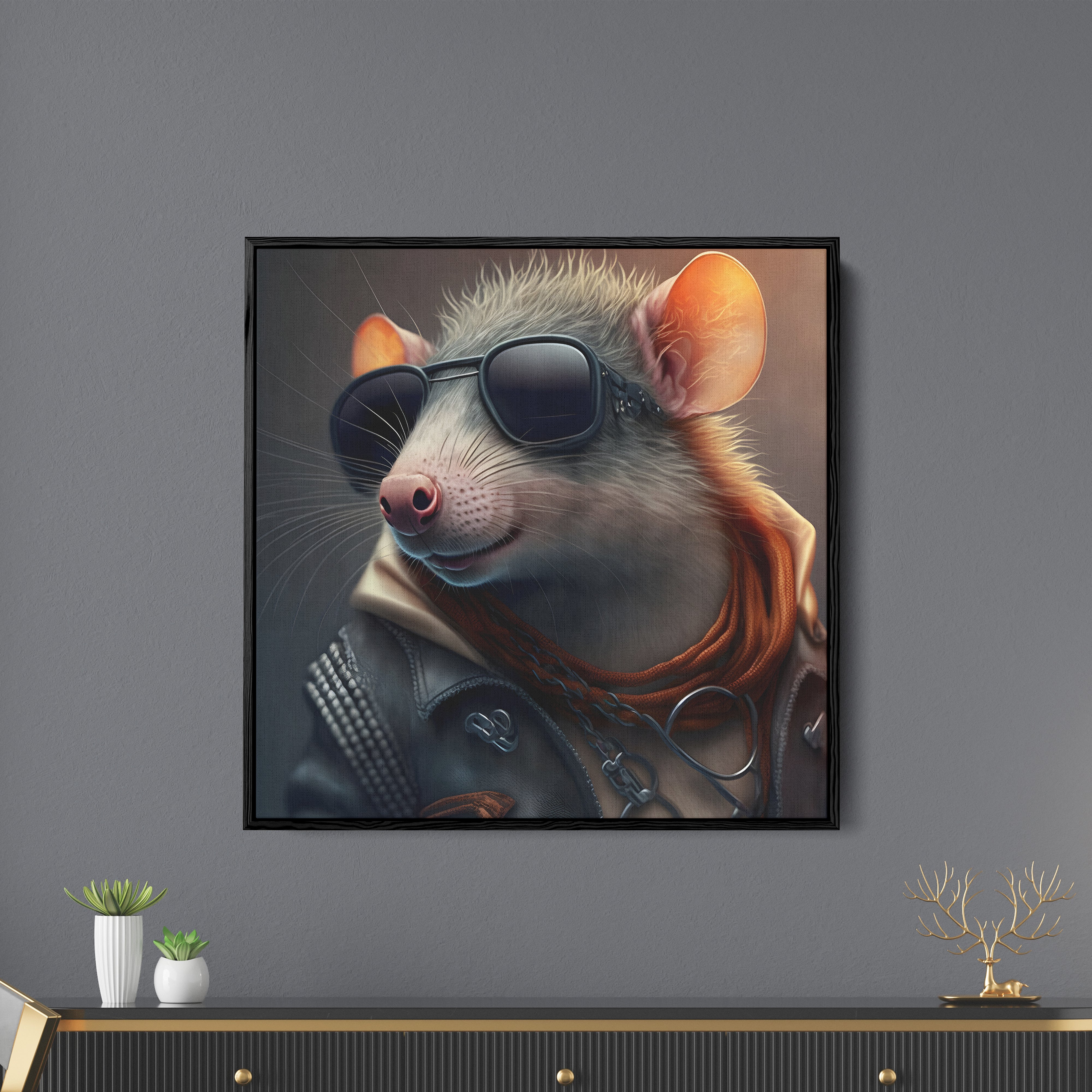 Gangster Mouse Canvas Wall Painting
