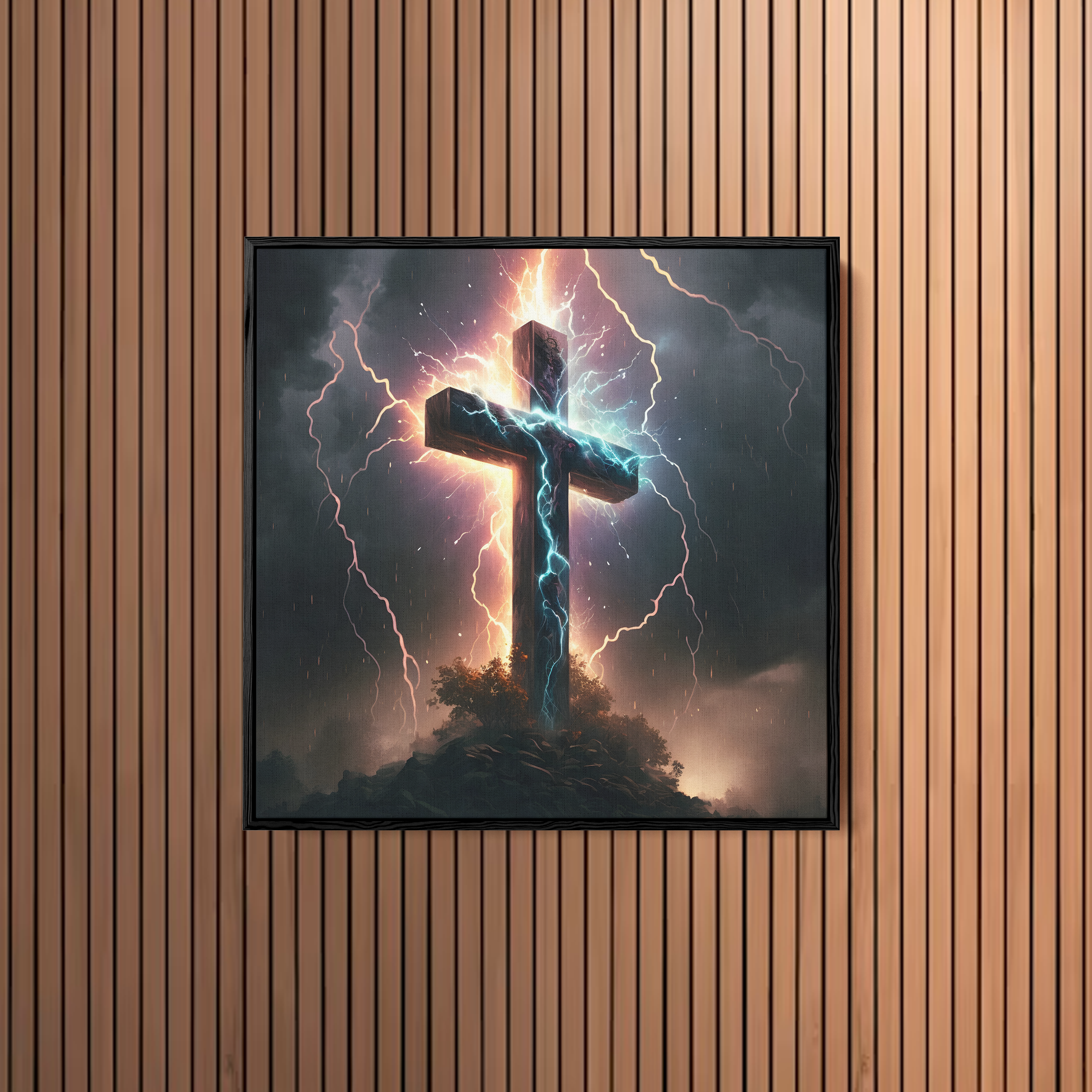 Thunder Jesus Cross Canvas Wall Painting