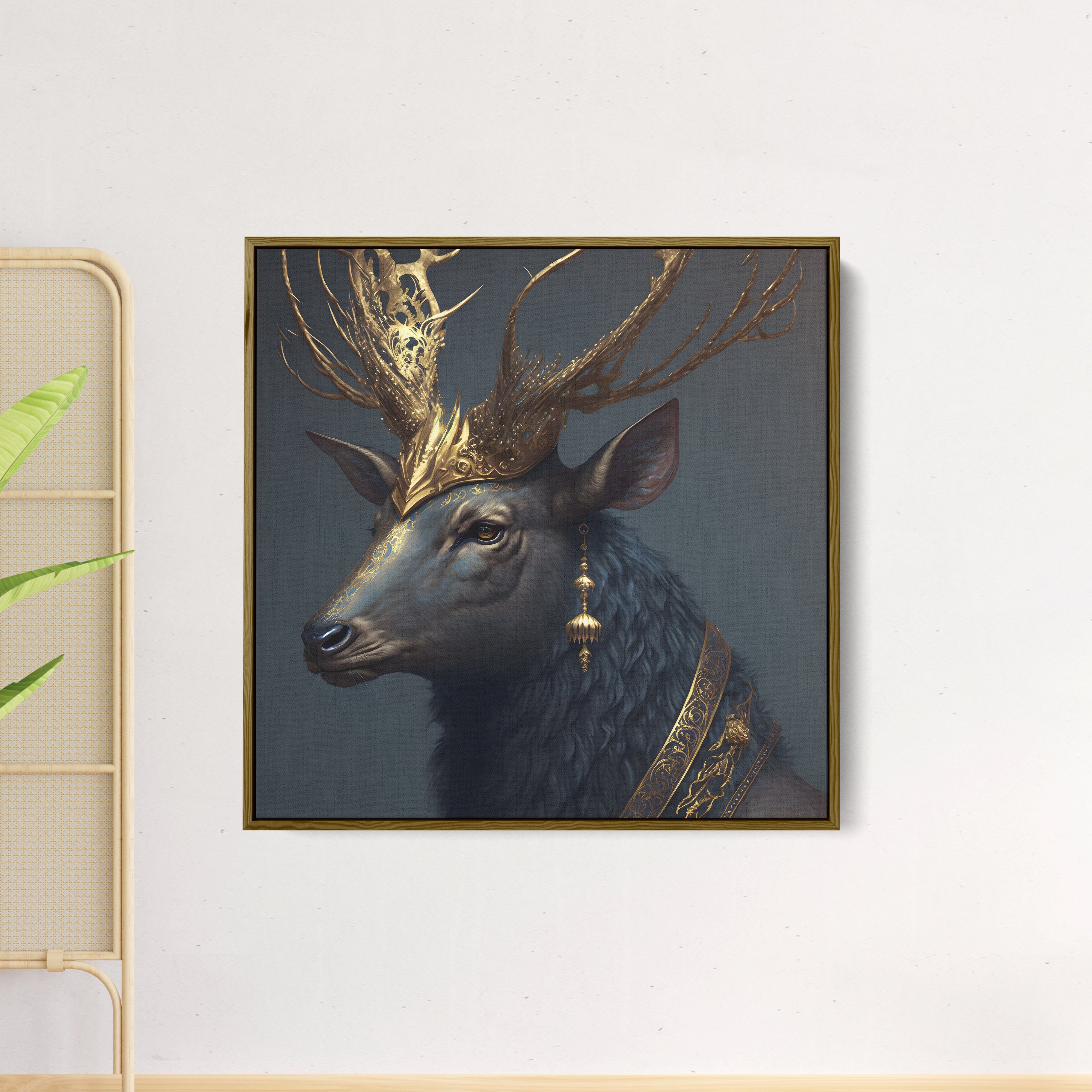 Black Deer Canvas Wall Painting