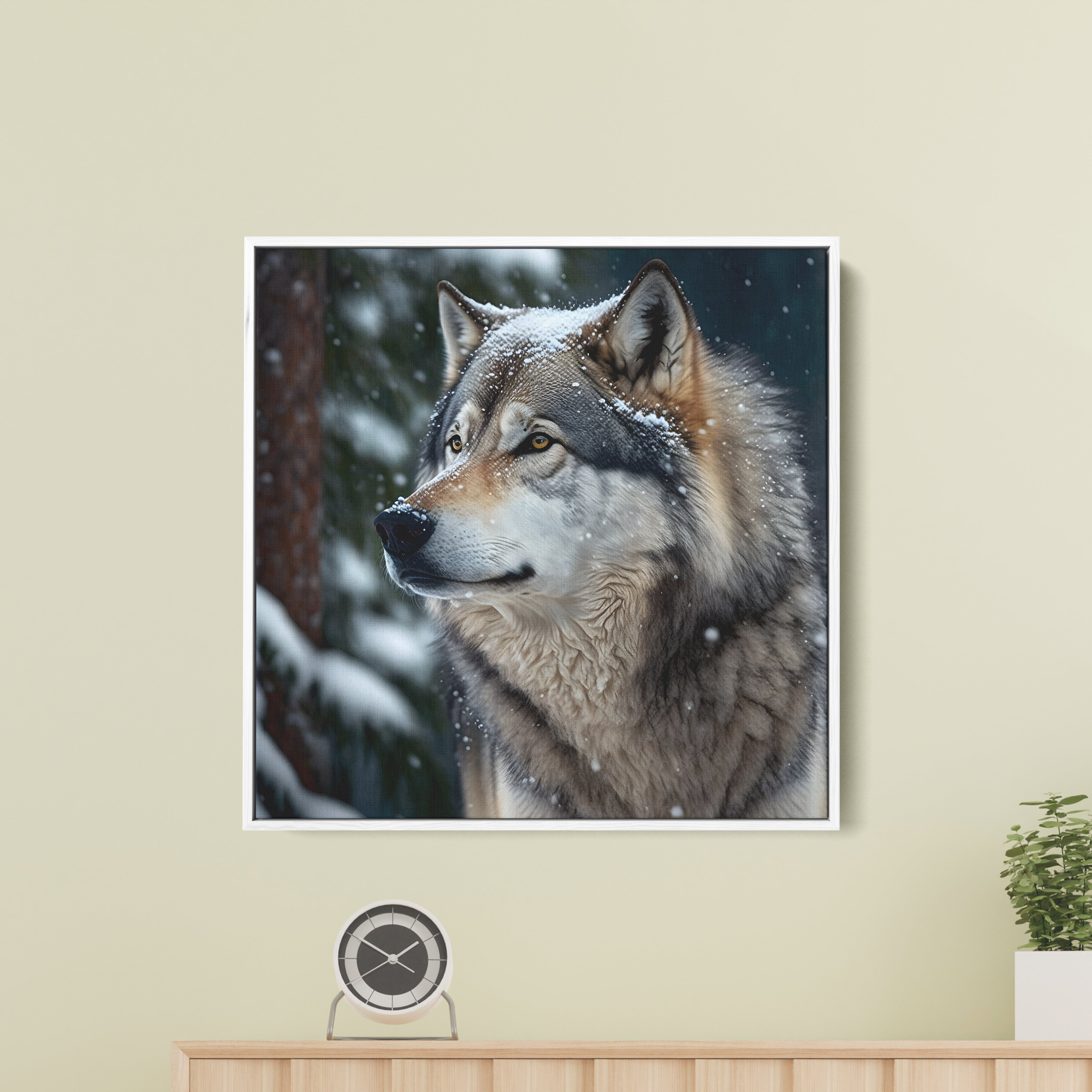 Bold Wolf In Winter Canvas Wall Painting