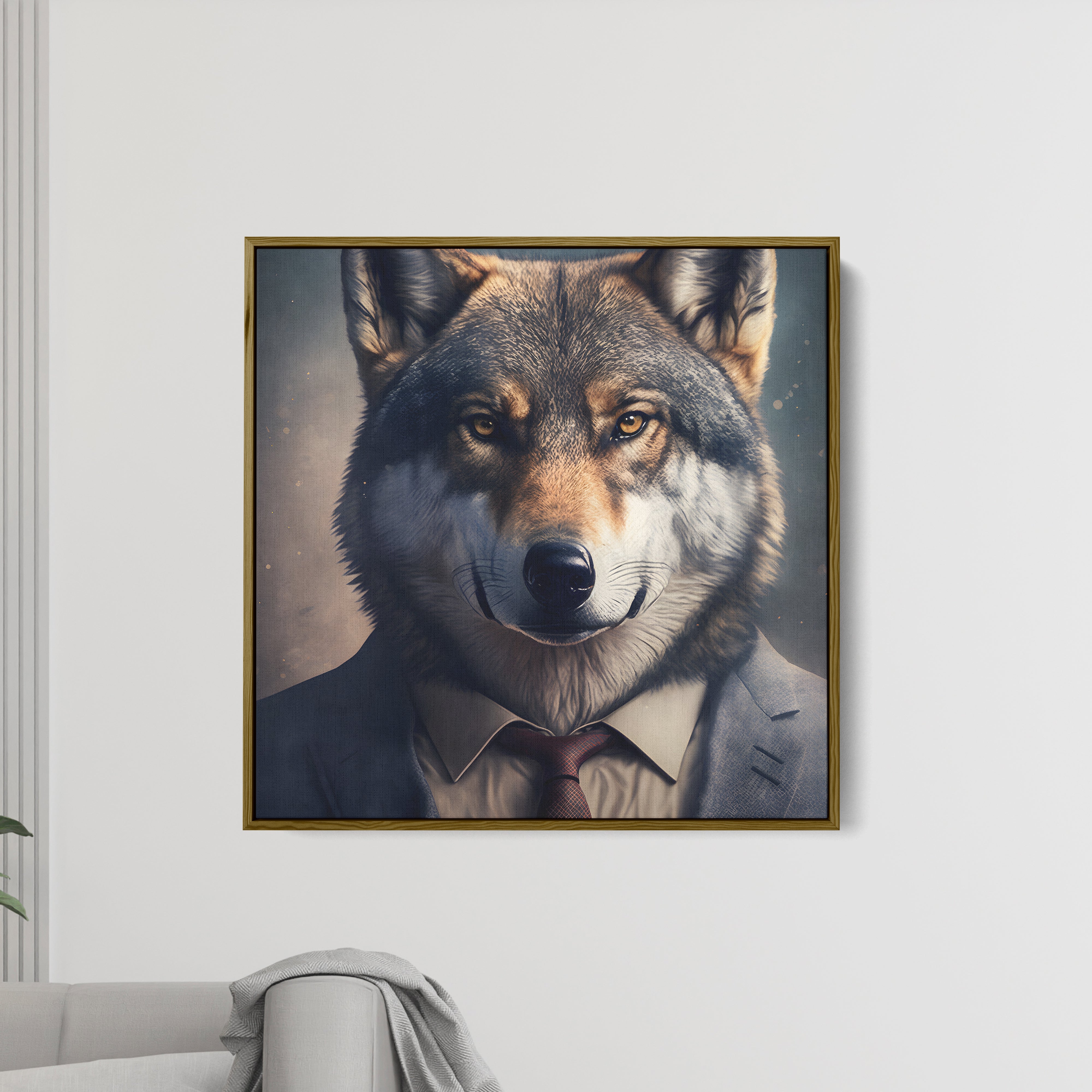 Wolf In Suit Canvas Wall Painting