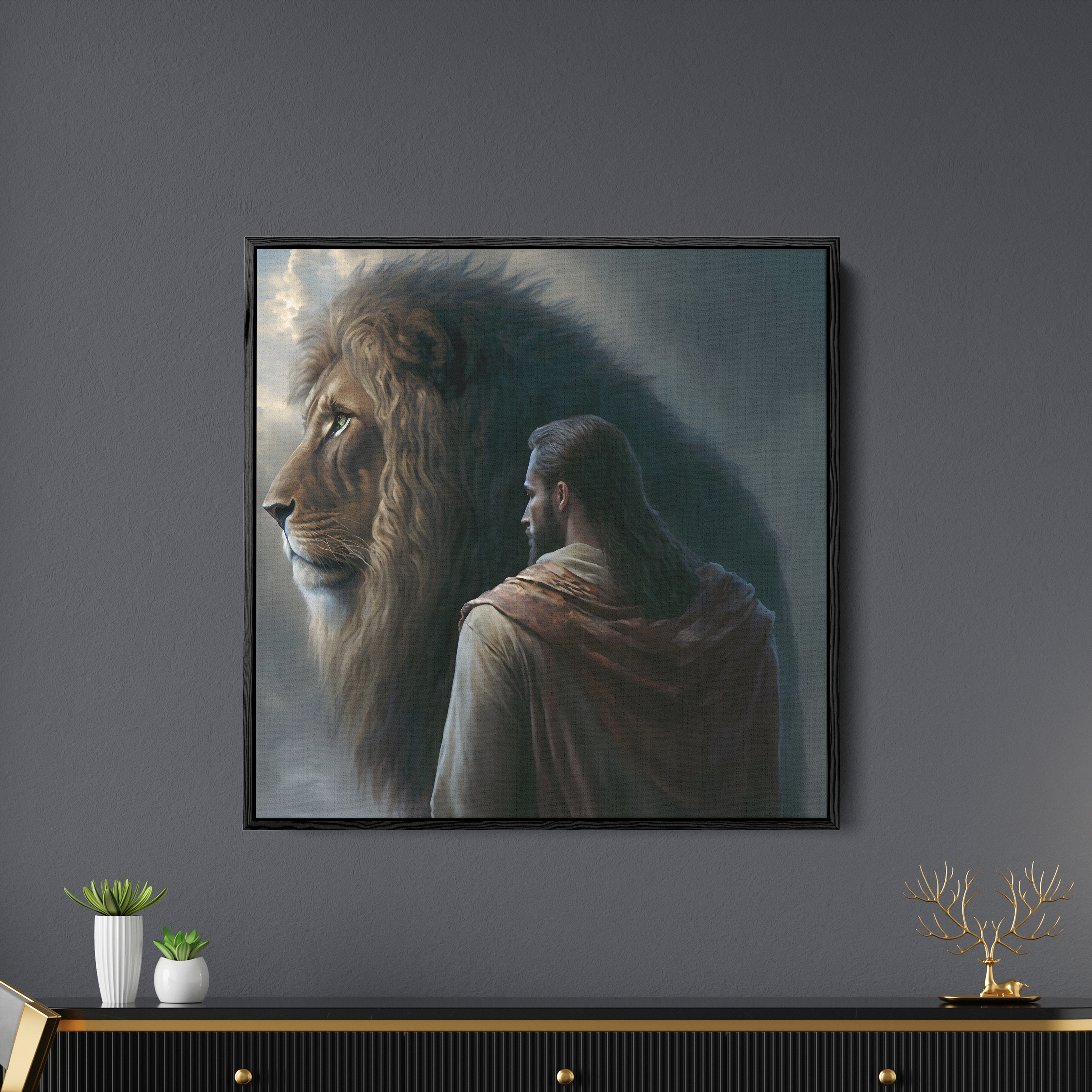 Jesus And Lion King Canvas Wall Painting