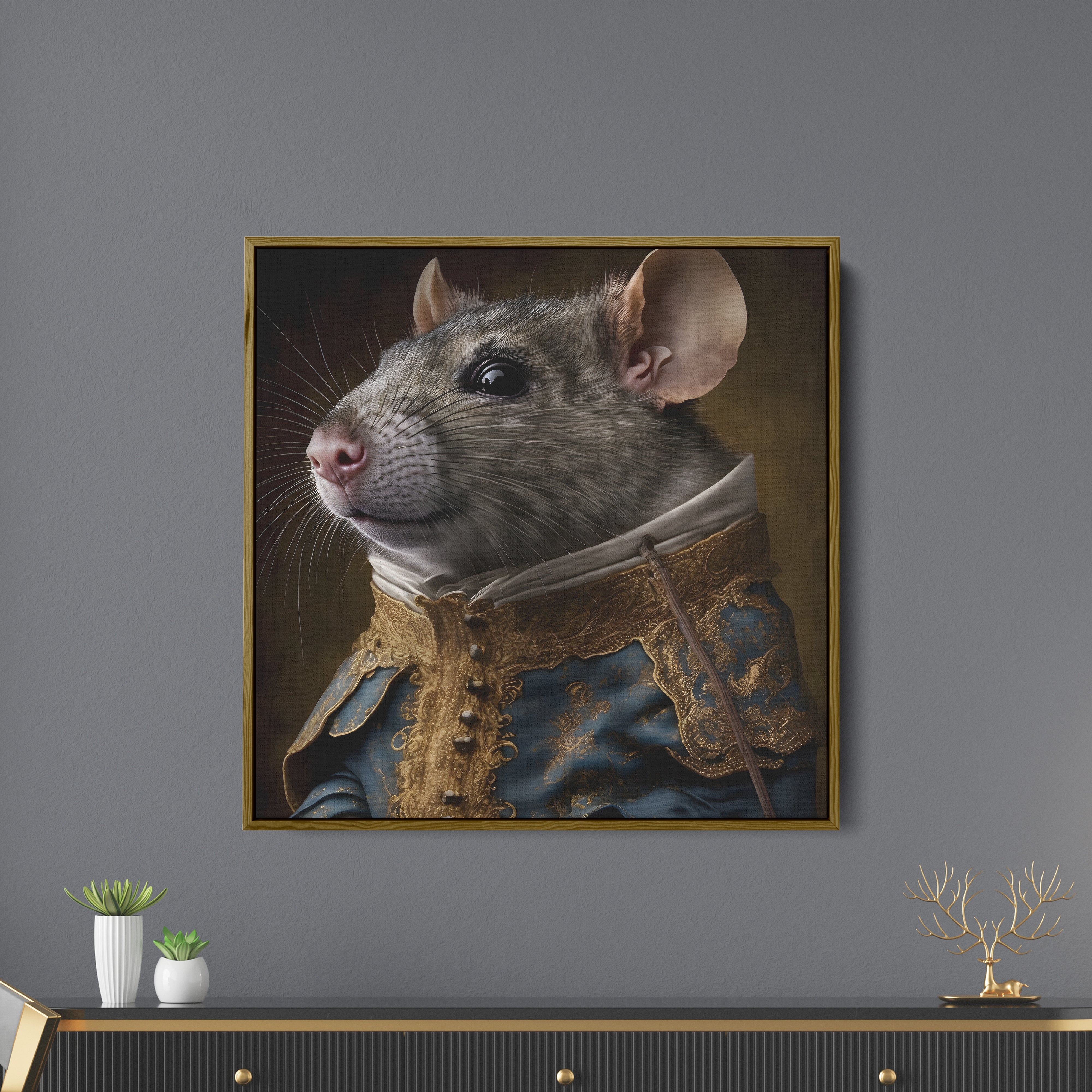 Mouse In Royal Dress up Canvas Wall Painting