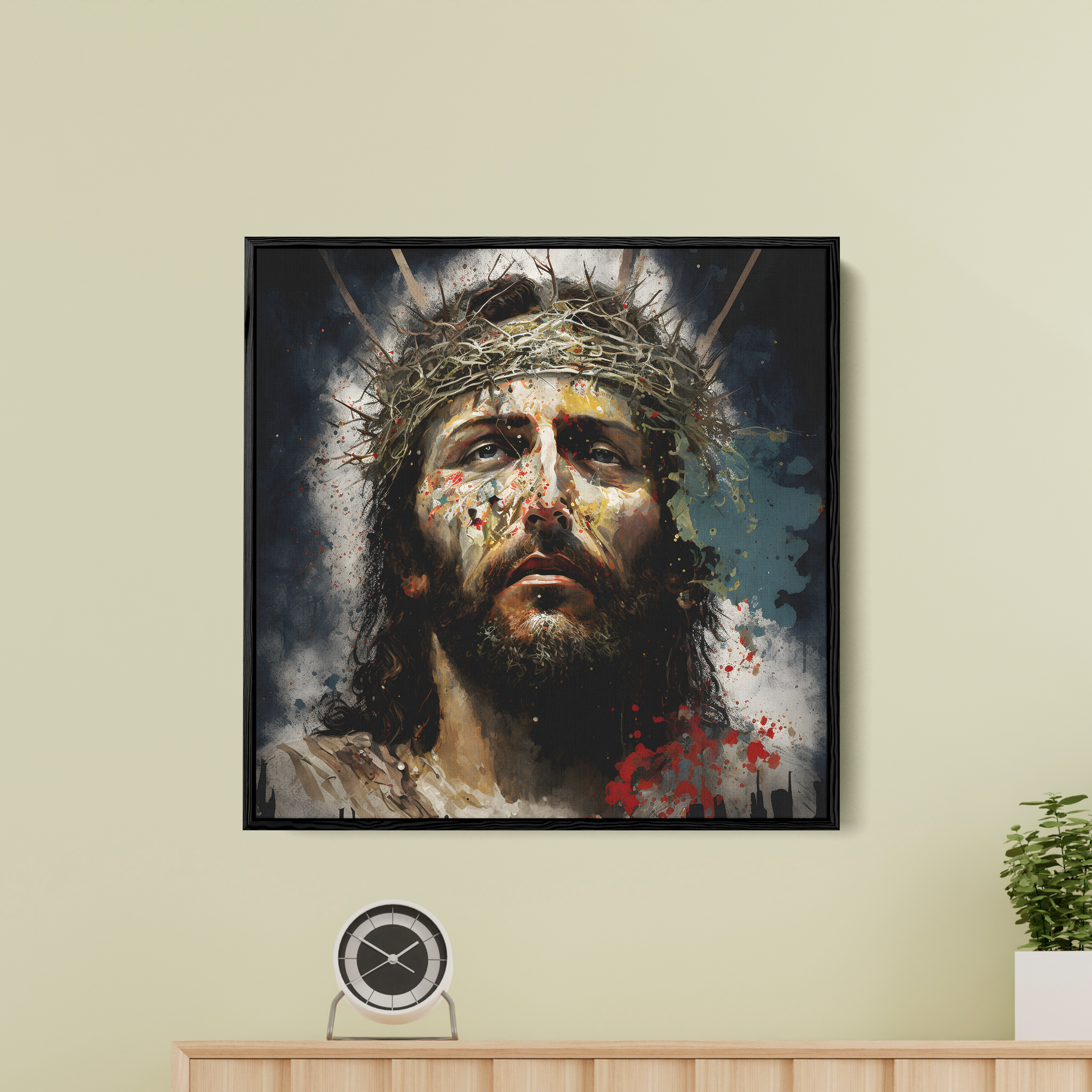 Abstract Jesus With Crown Canvas Wall Painting