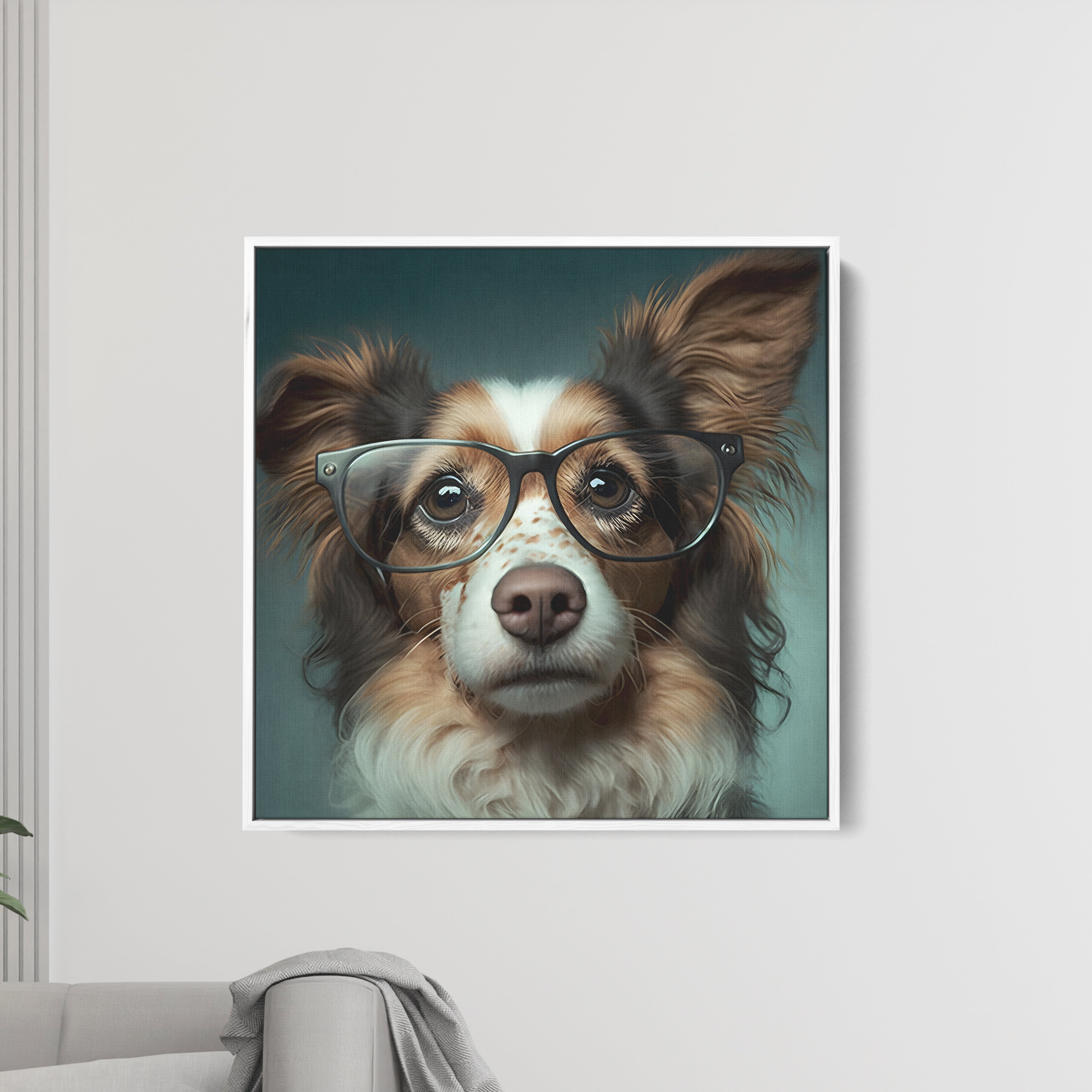 A Dog Wearing Glasses Canvas Wall Painting