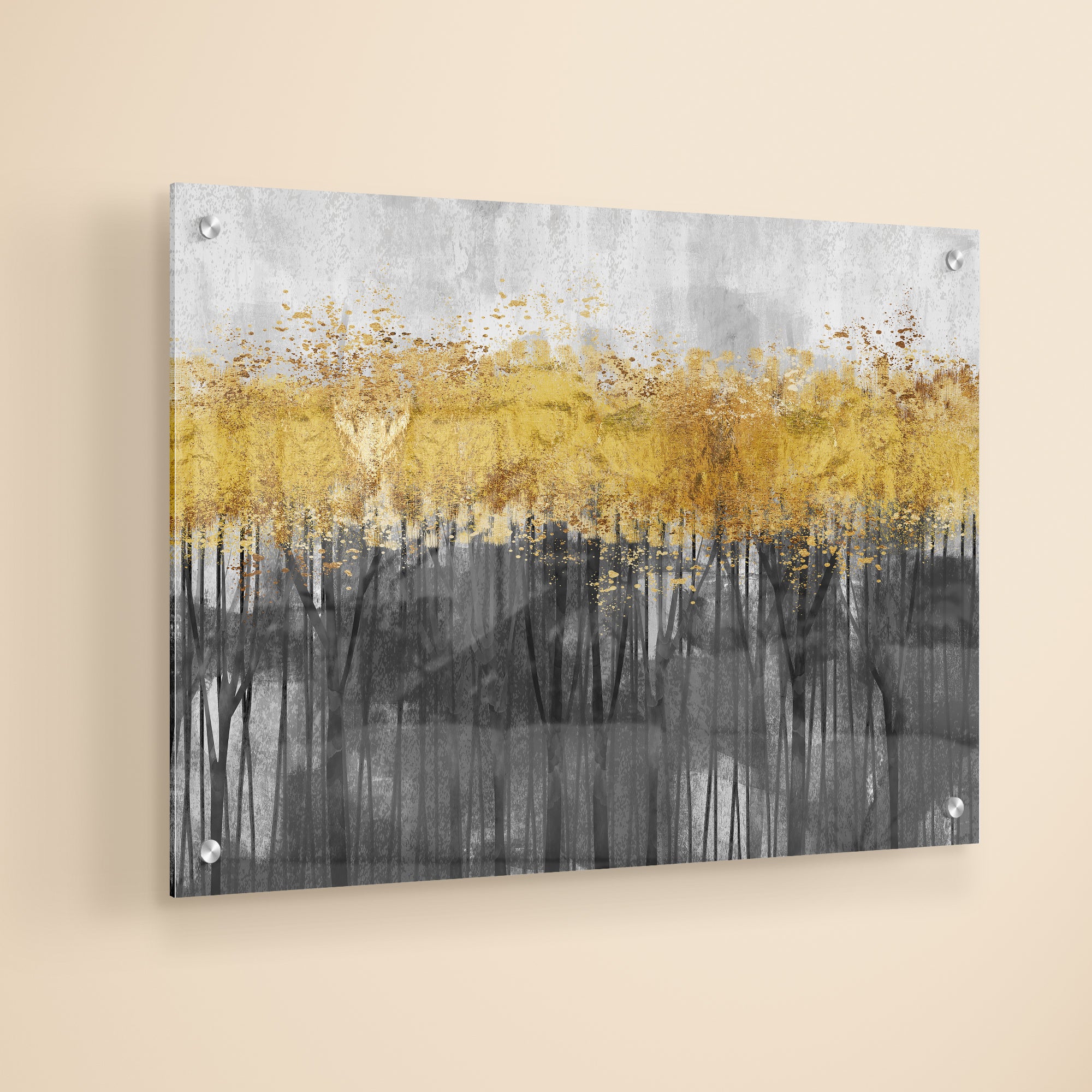 Abstract Golden And Black Modern Art Acrylic Wall Painting