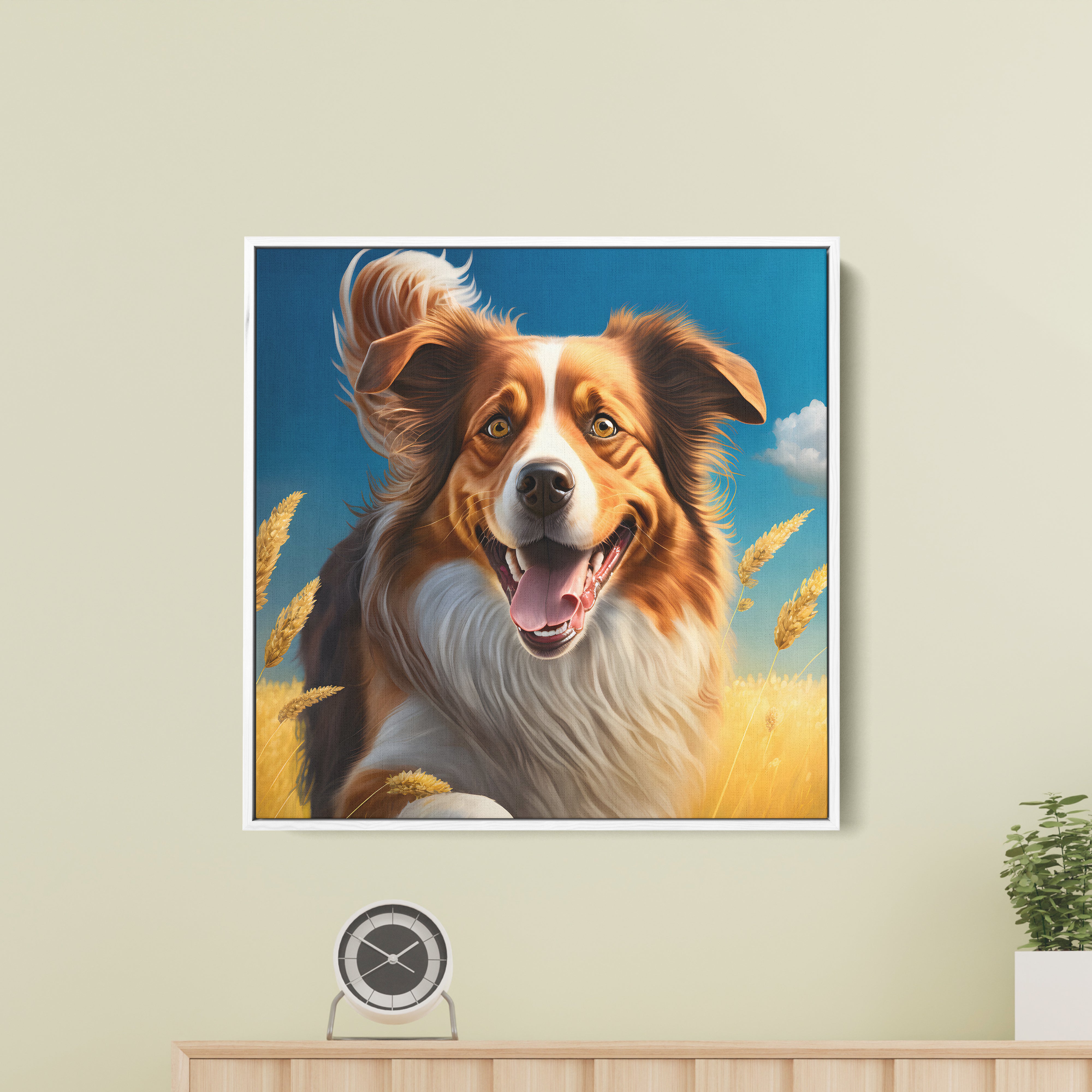 Running Cute Dog Canvas Wall Painting