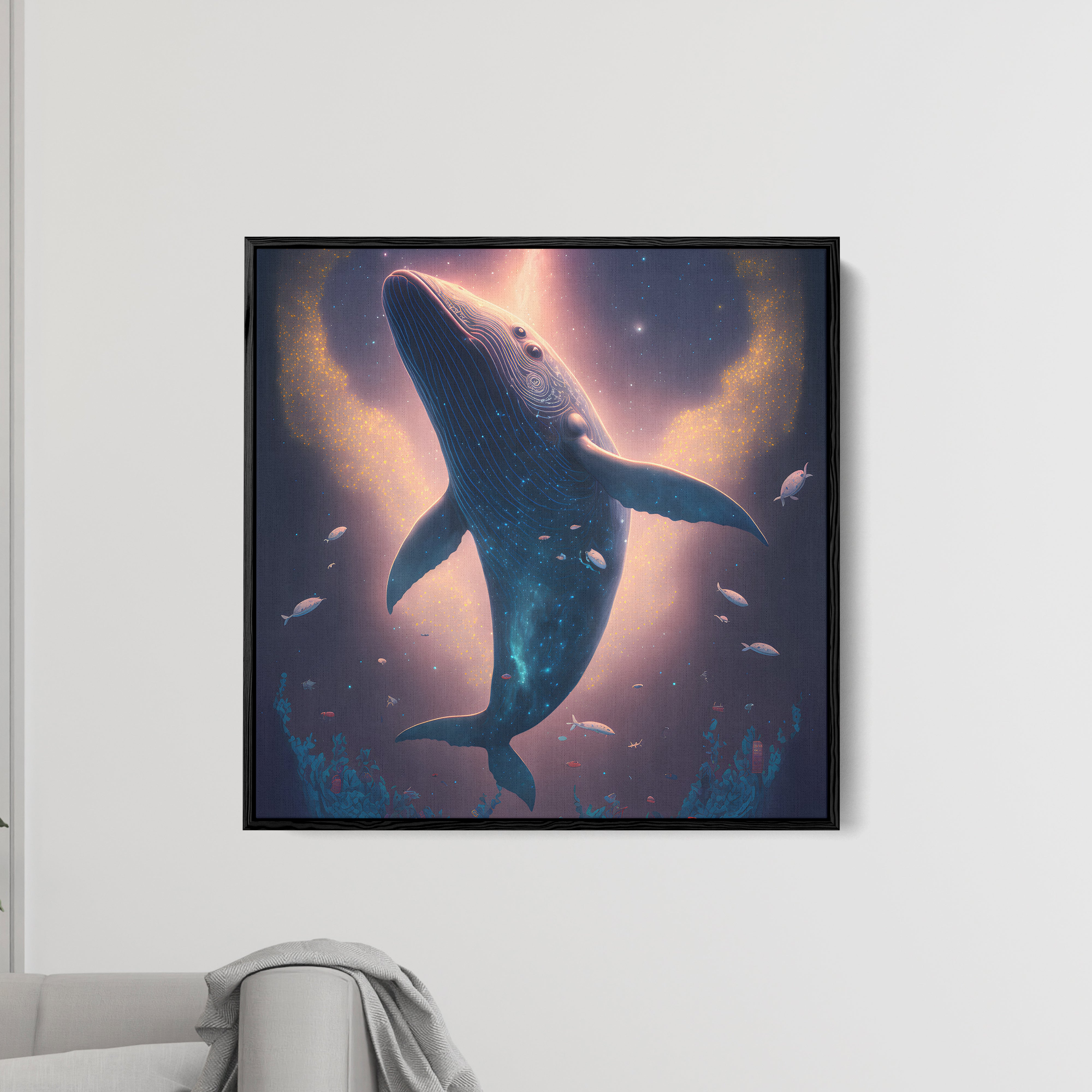 Blue Whale Fish  Canvas Wall Painting