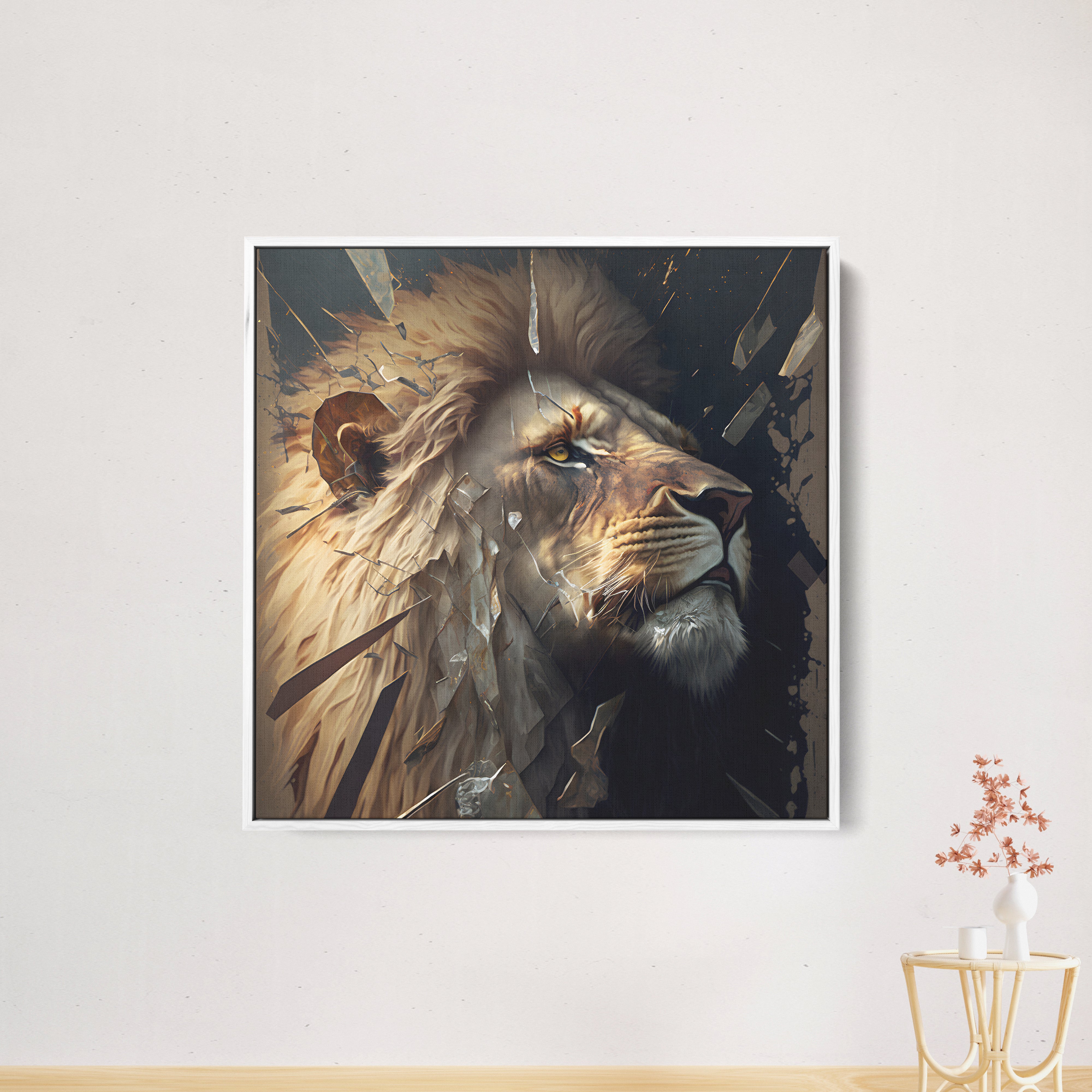 Broken Stone Lion Canvas Wall Painting
