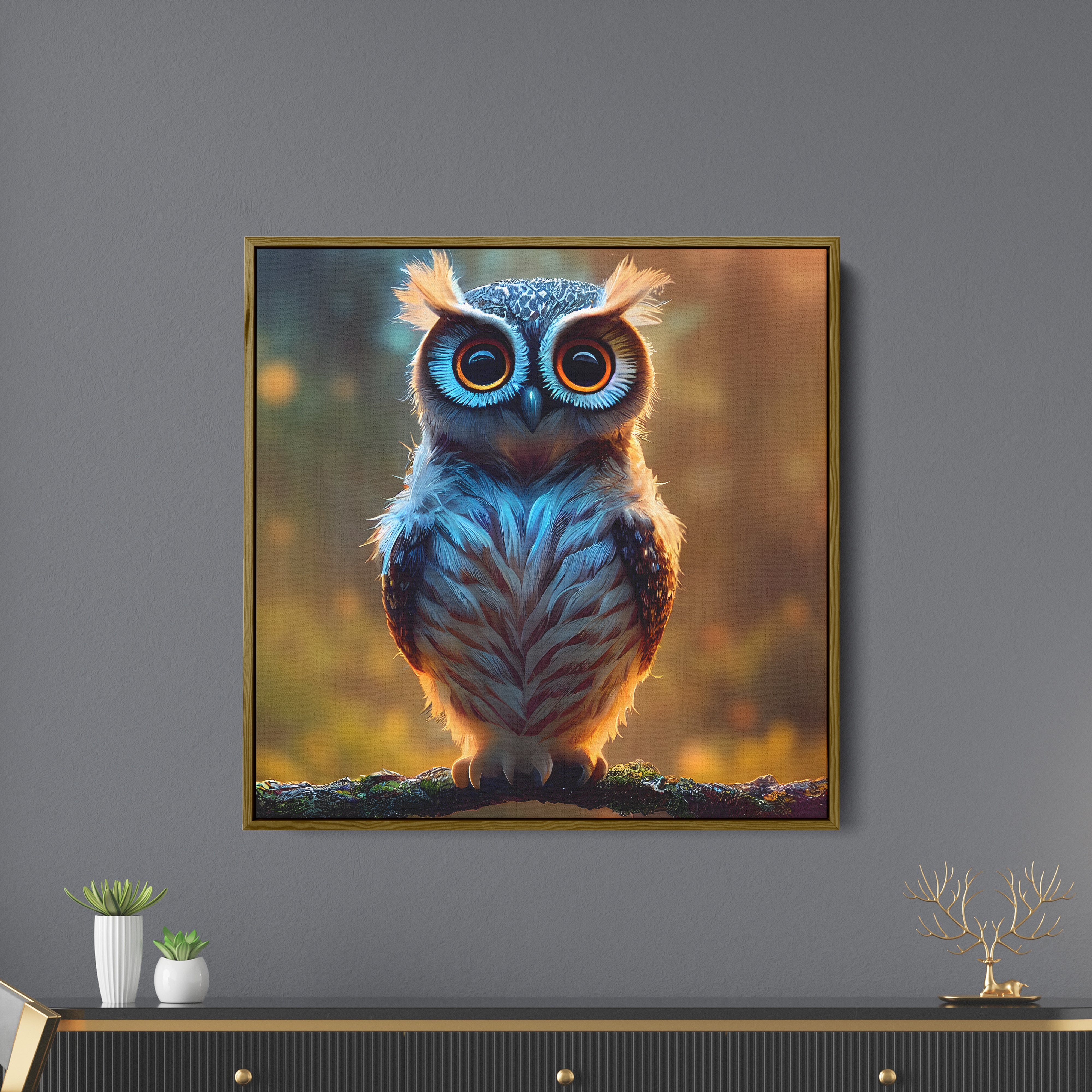 Cute Owl Canvas Wall Painting