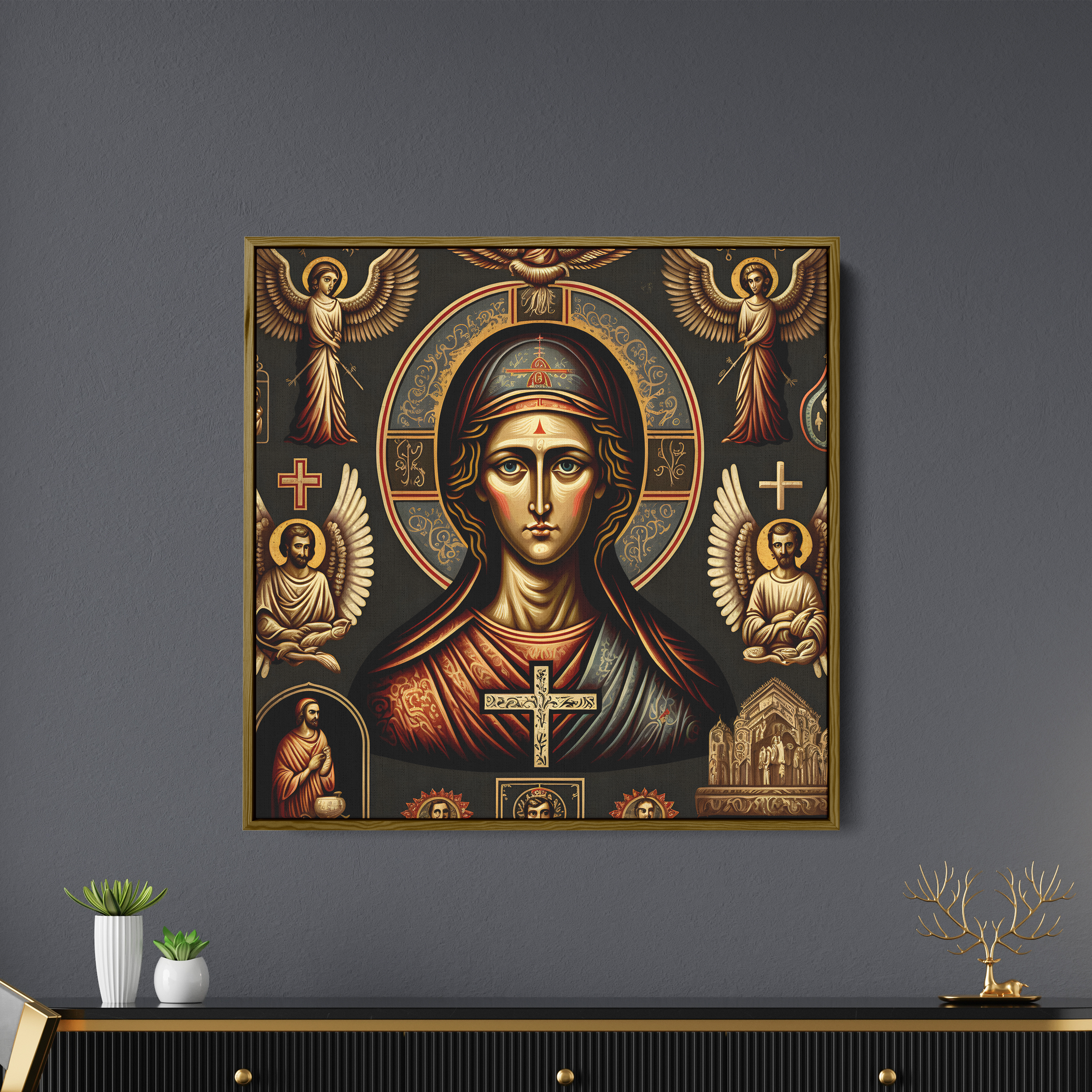 Mary And Angles  Canvas Wall Painting