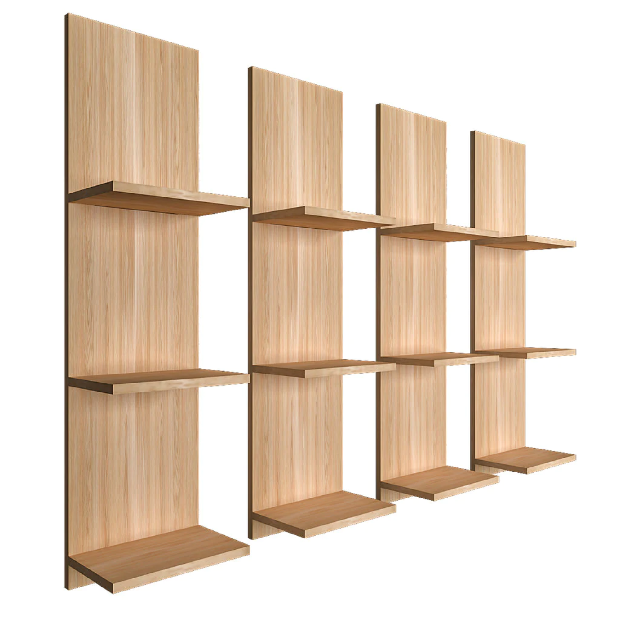 Classic Wooden Vertical with Light Oak Finish Planter Shelves Set Of 4