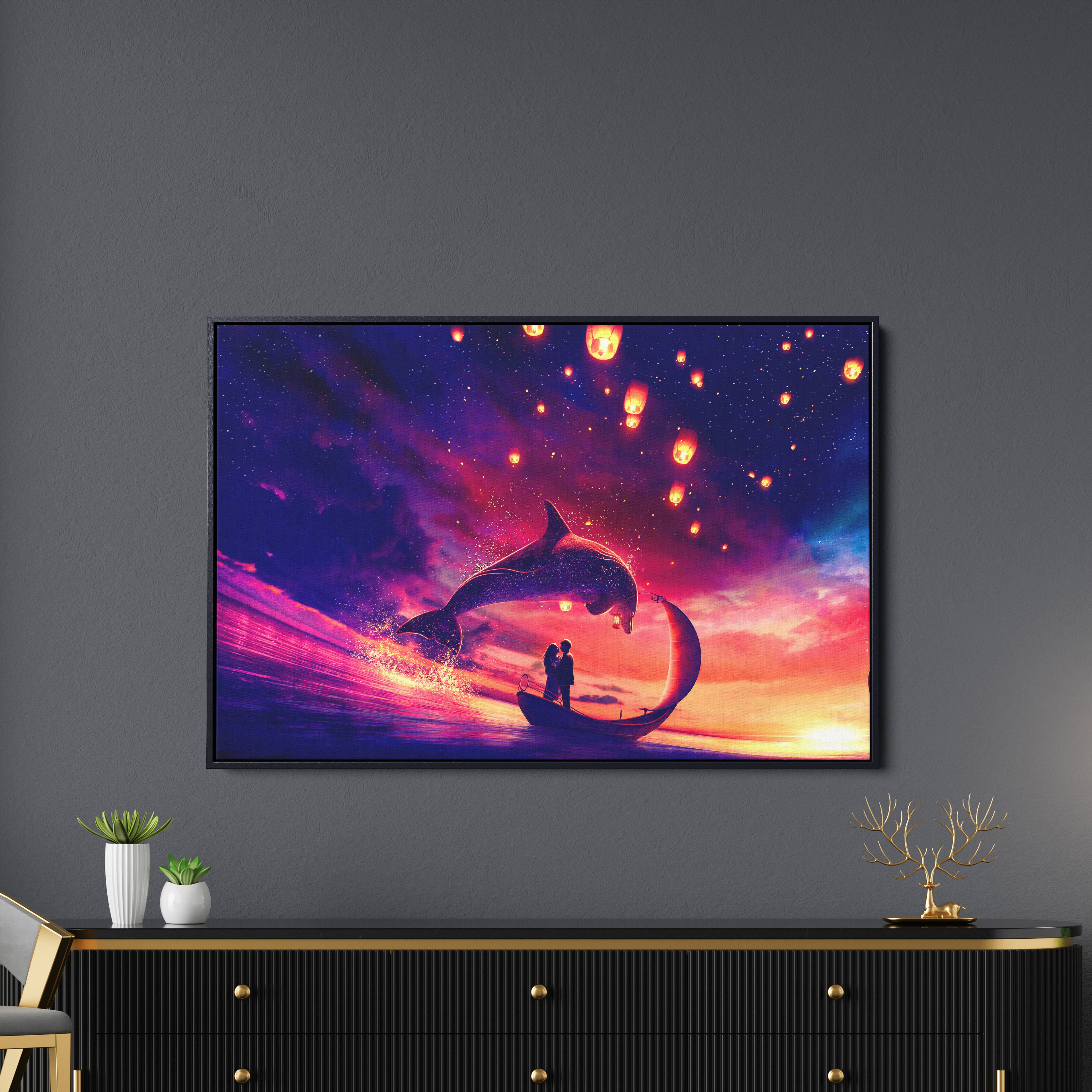 Dolphin And Culper Sunset Canvas Wall Painting