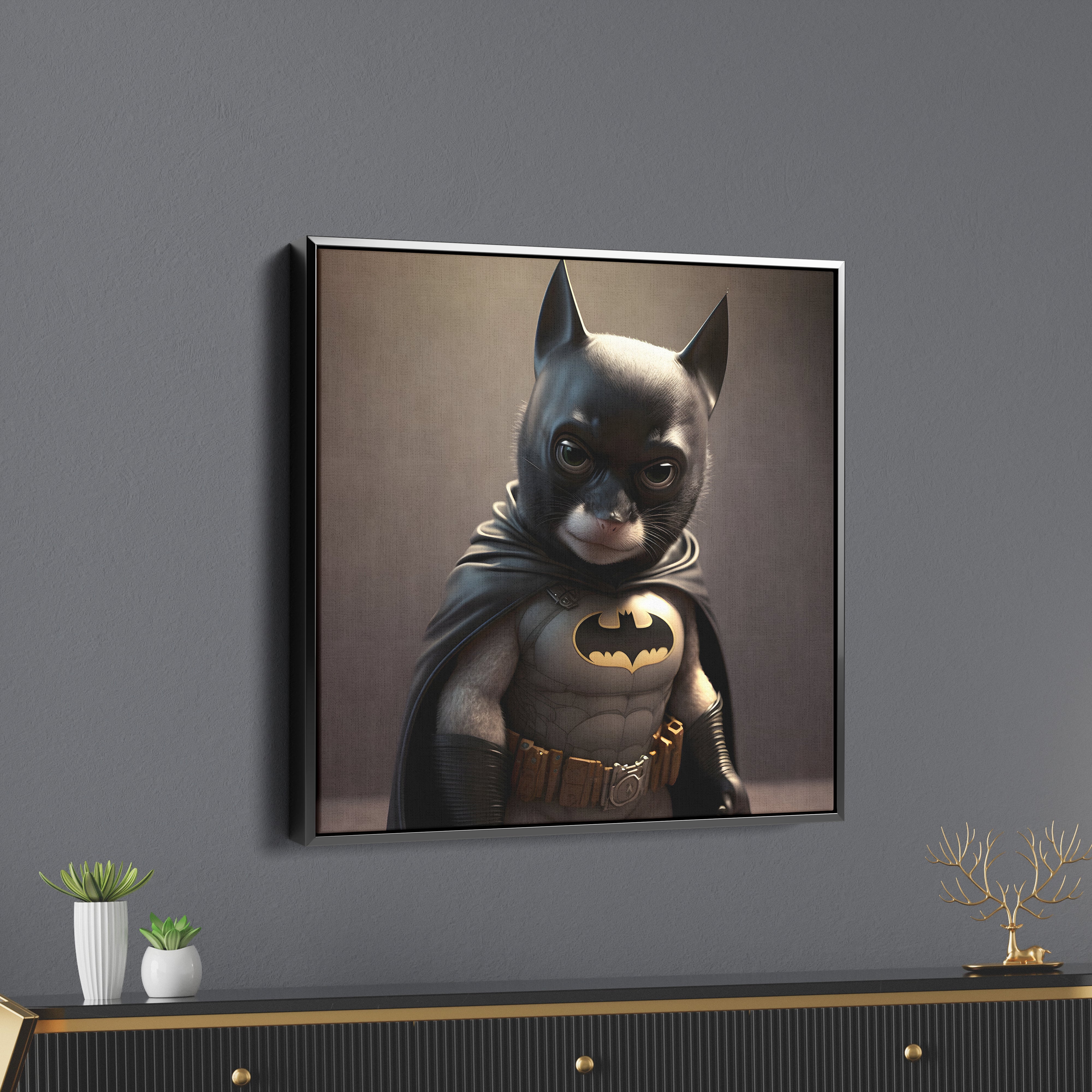 Bat in Hero Suit Canvas Wall Painting