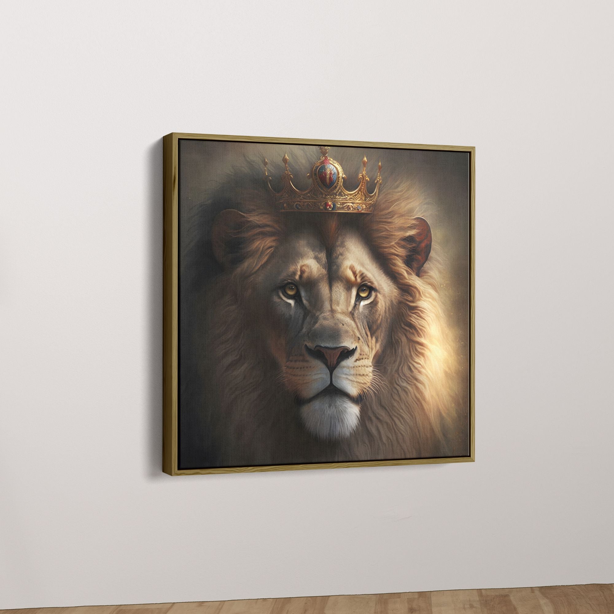Lion King With King Crown Canvas Wall Painting