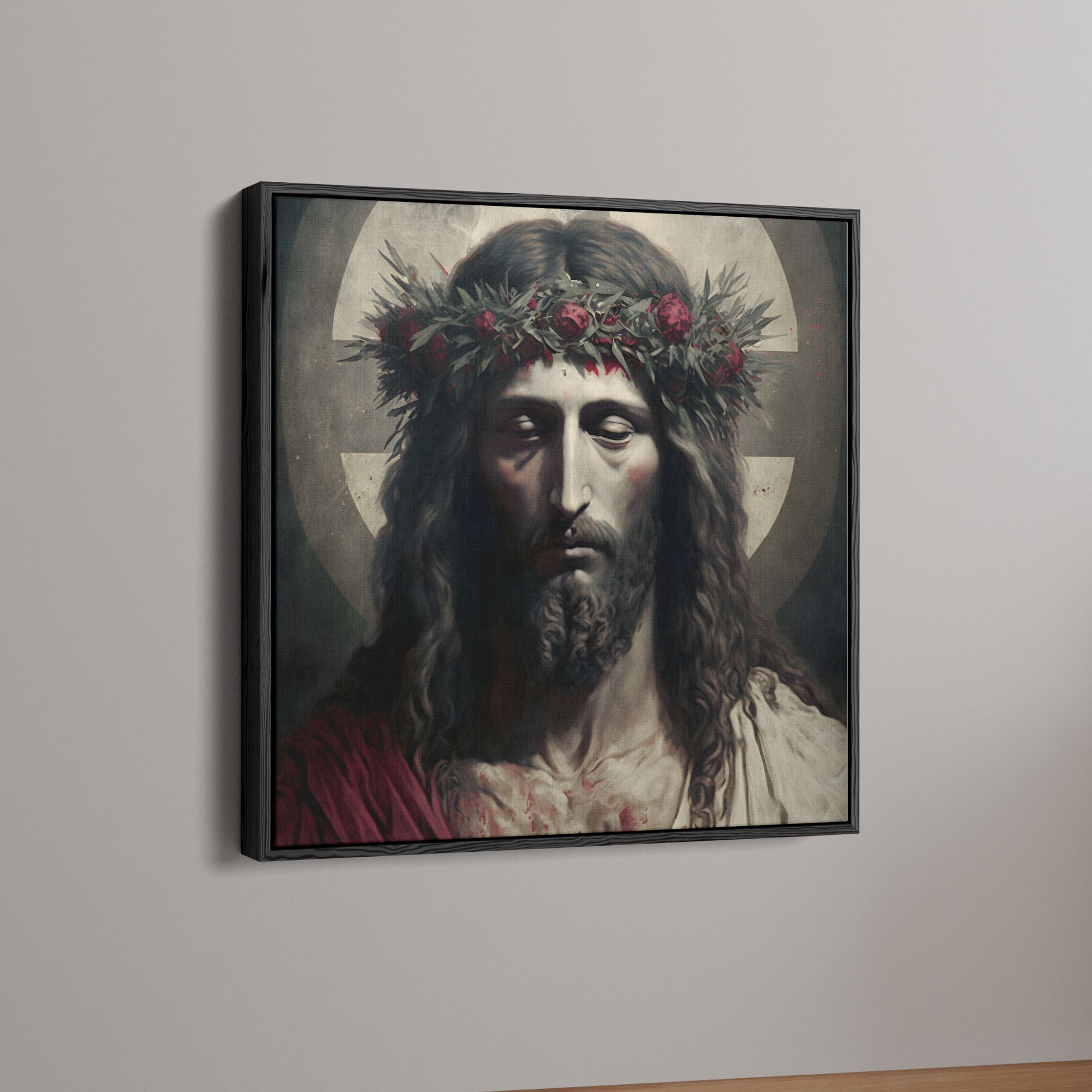 Jesus With Rose Crown On Head Canvas Wall Painting