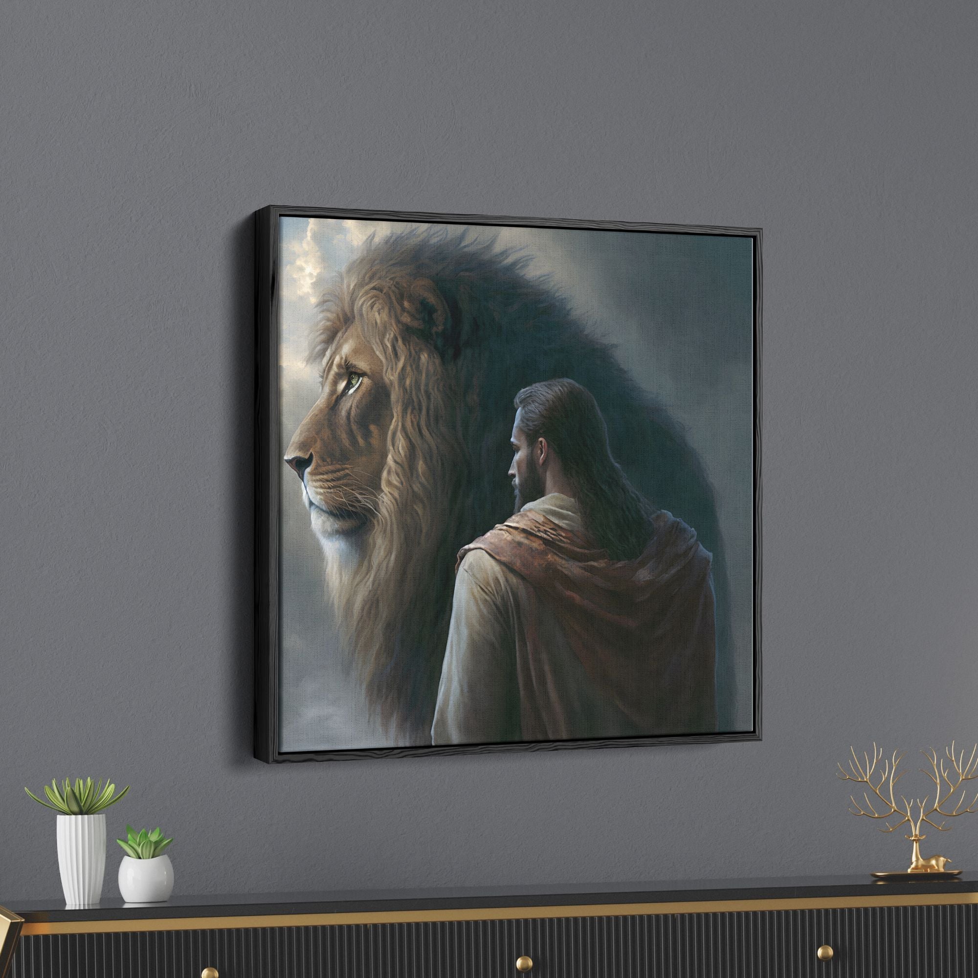 Jesus And Lion King Canvas Wall Painting