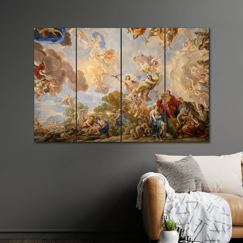 Interior of Palazzo Medici In 4 Panel Painting