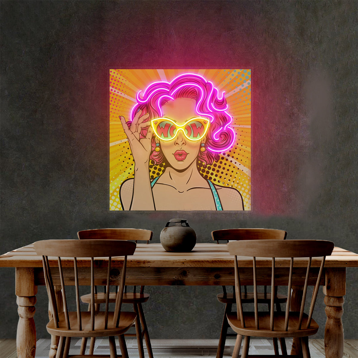Wow Lady Pop Art Led Neon Light