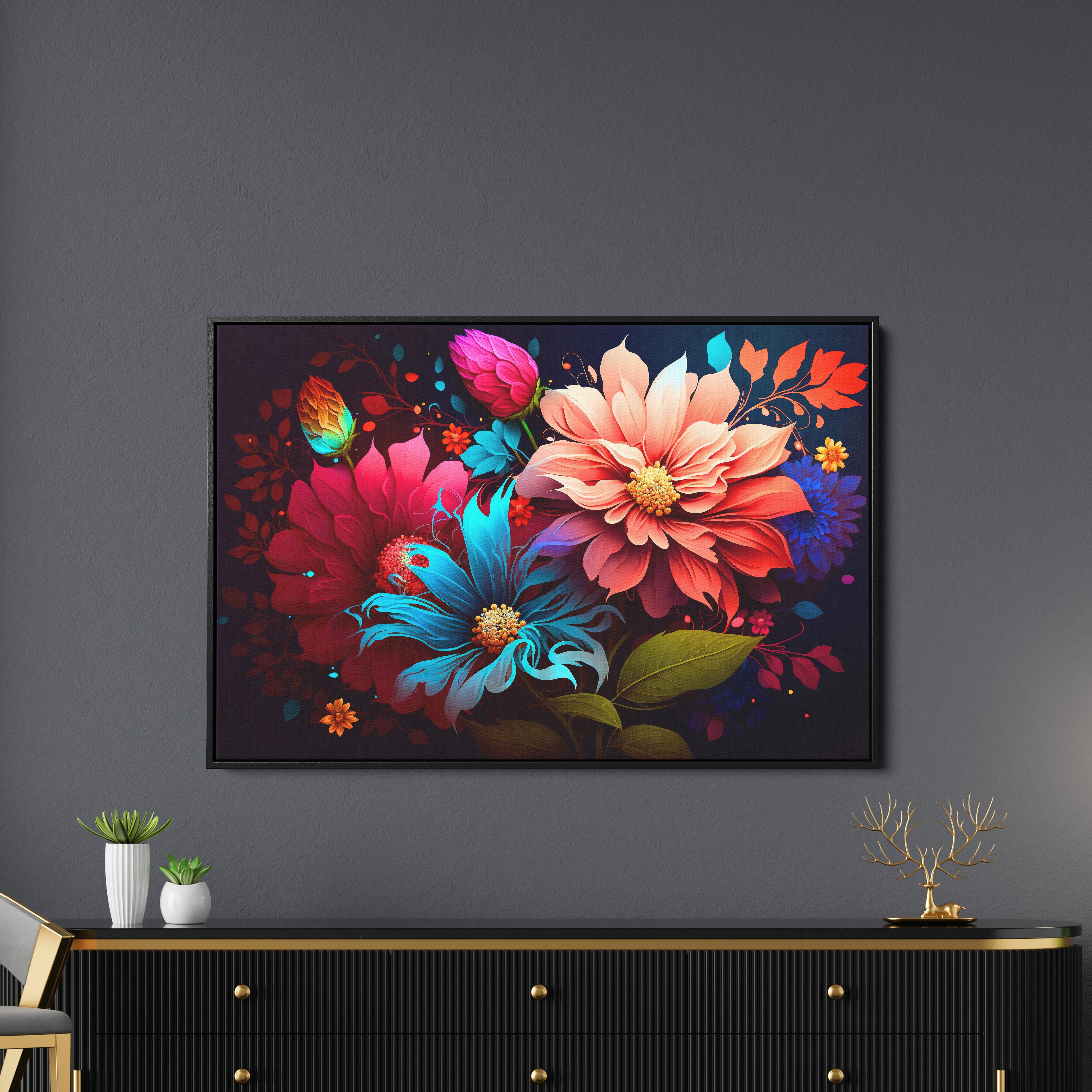 Abstract Colorful Flower Texture Art  Wall Painting