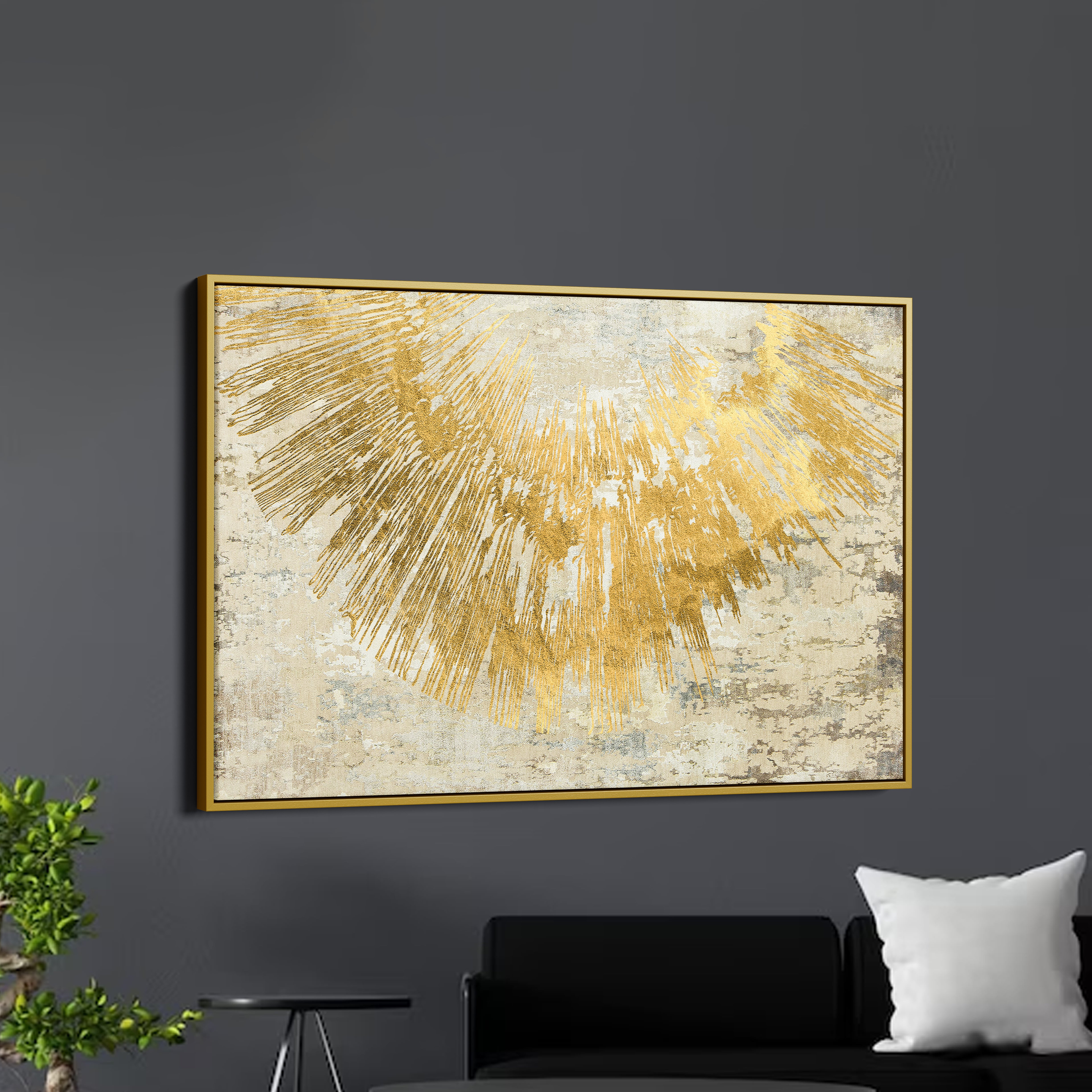 Abstract Golden And Beige Backgound Modern Art Canvas Wall Painting