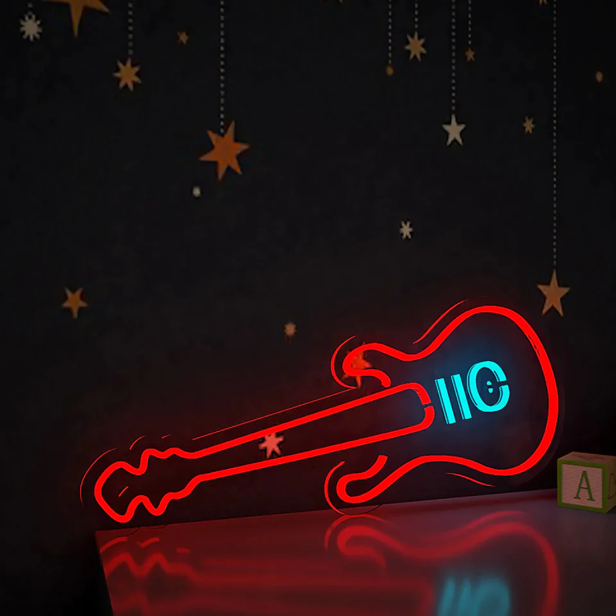 Red Guitar Design Neon LED Light