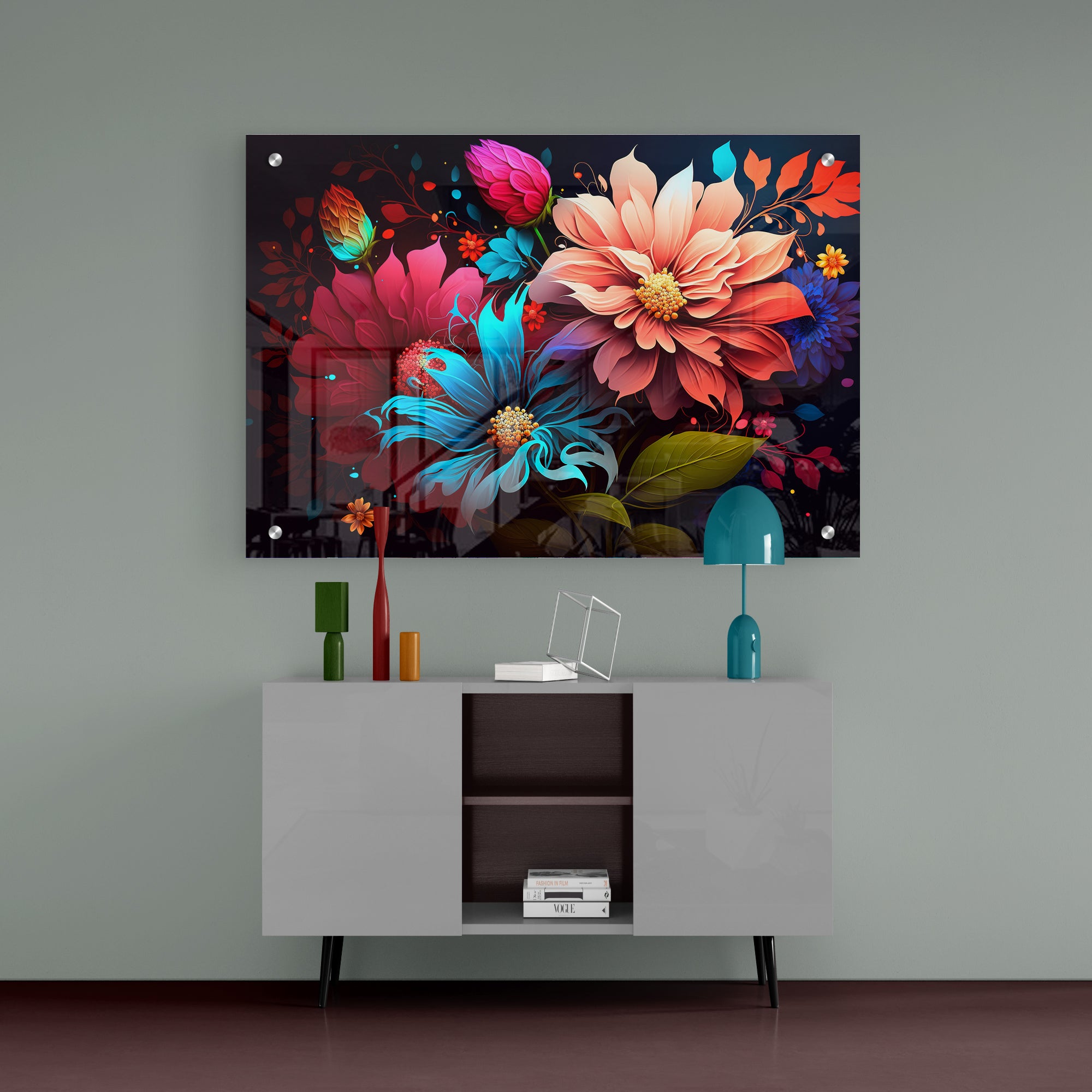 Abstract Colorful Flower Texture  Acrylic Painting