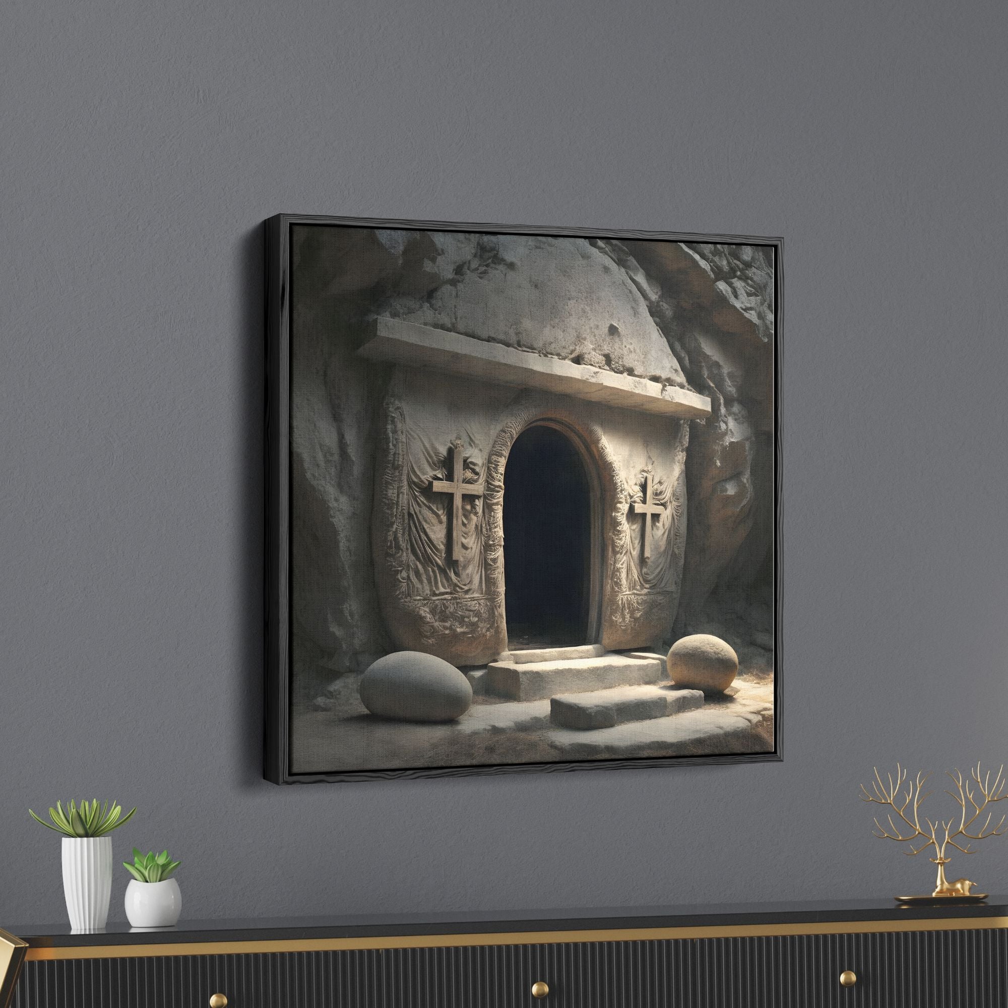 Jesus Cross Cave Canvas Wall Painting